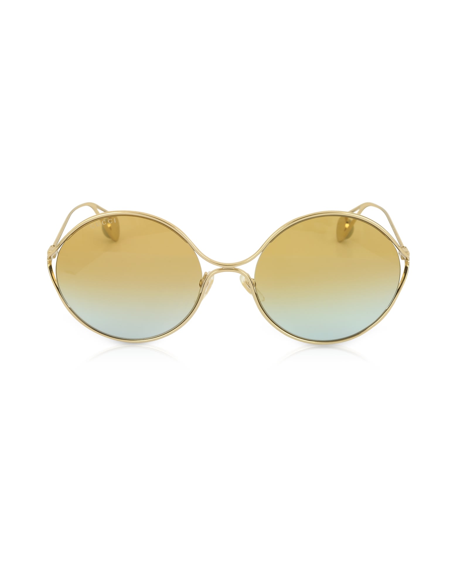GUCCI GG0253S ROUND-FRAME METAL SUNGLASSES W/GG PEARLS,11243422