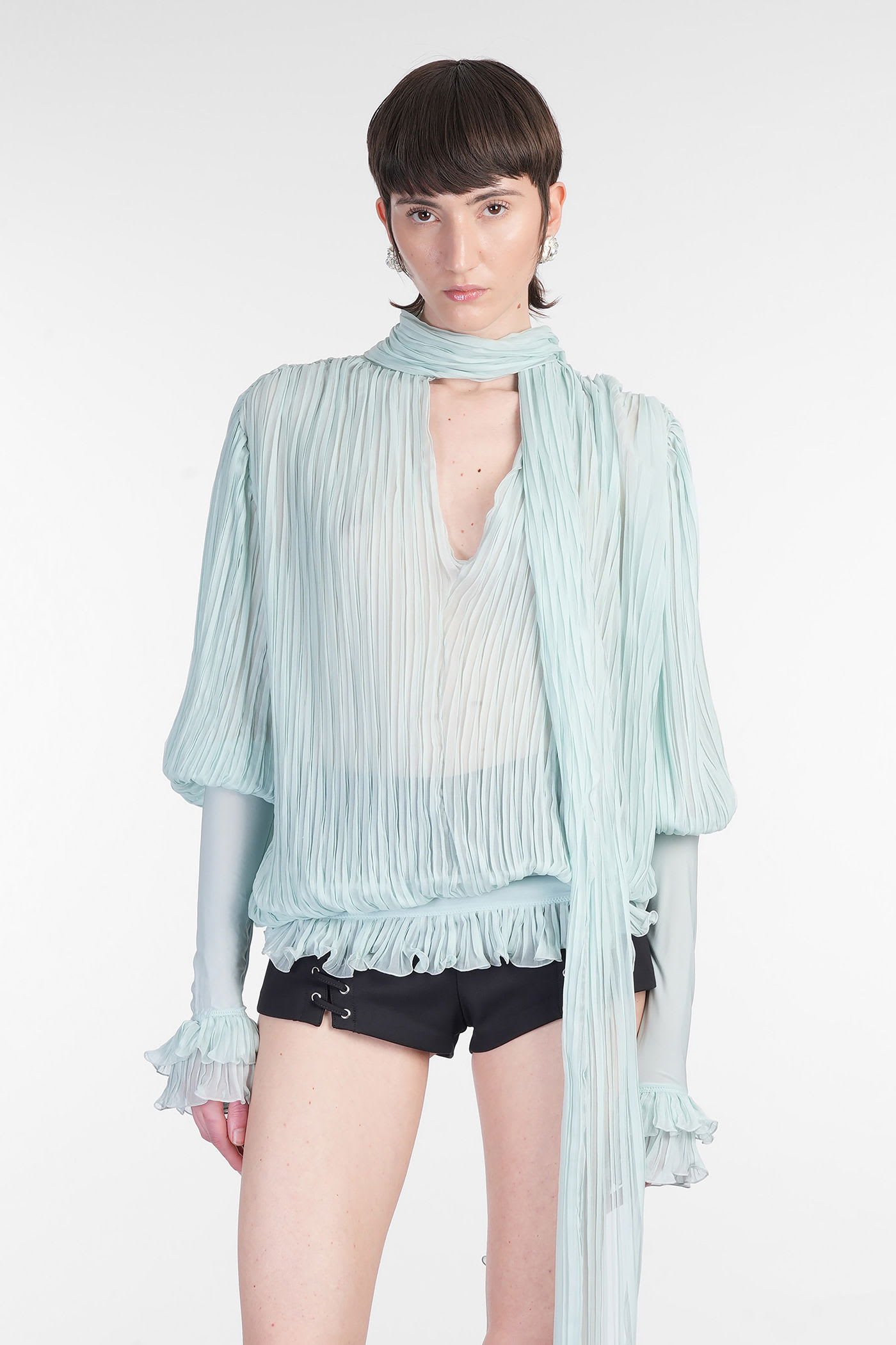 Blumarine Blouse In Green Silk In Green