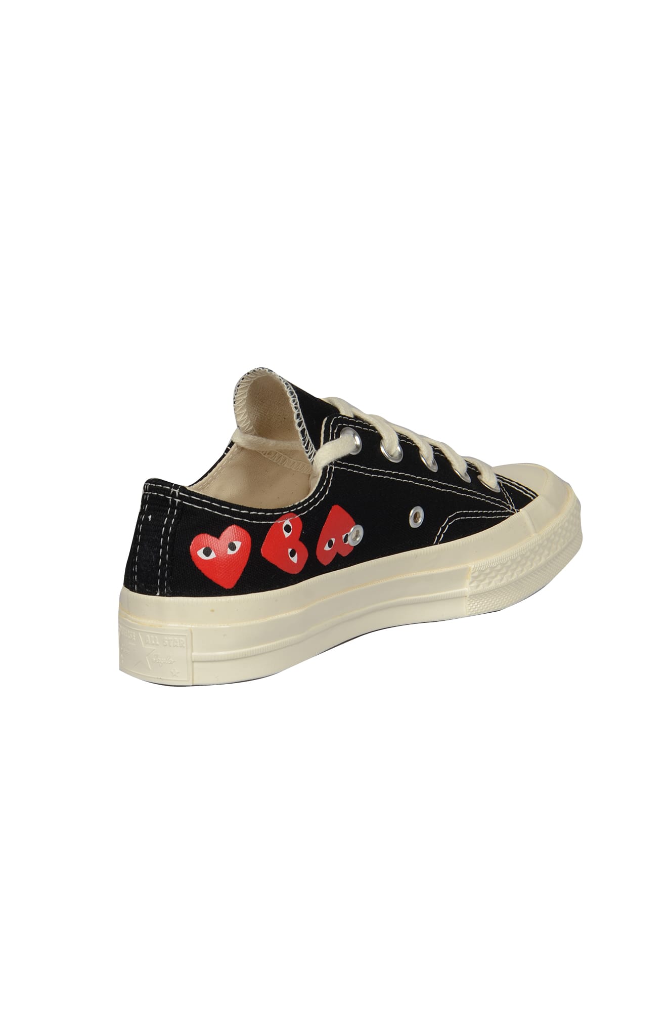 Shop Comme Des Garçons Play Multiple Heart Side Sneakers In Black