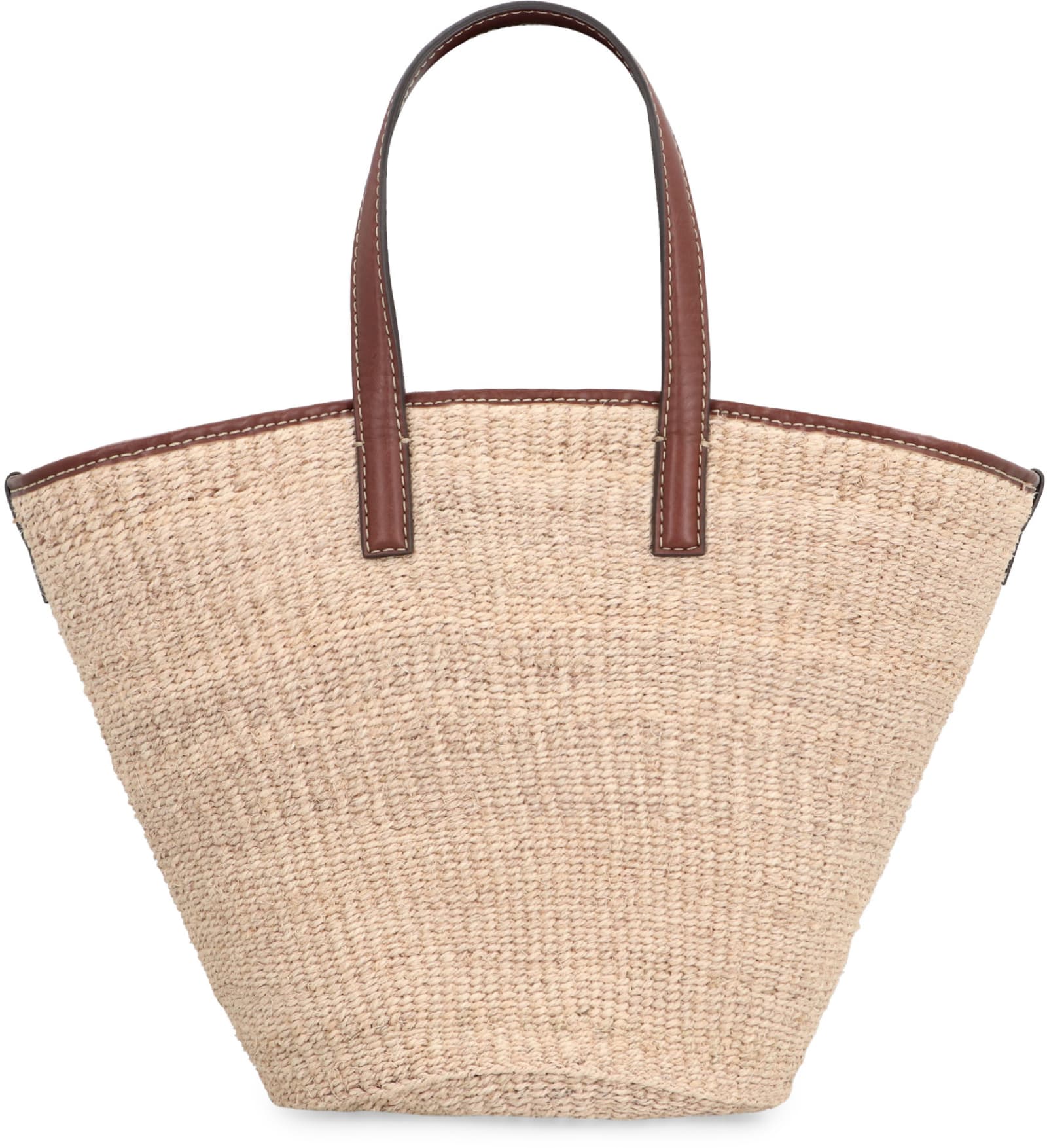 Shop Stella Mccartney Raffia Tote Bag In Ecru