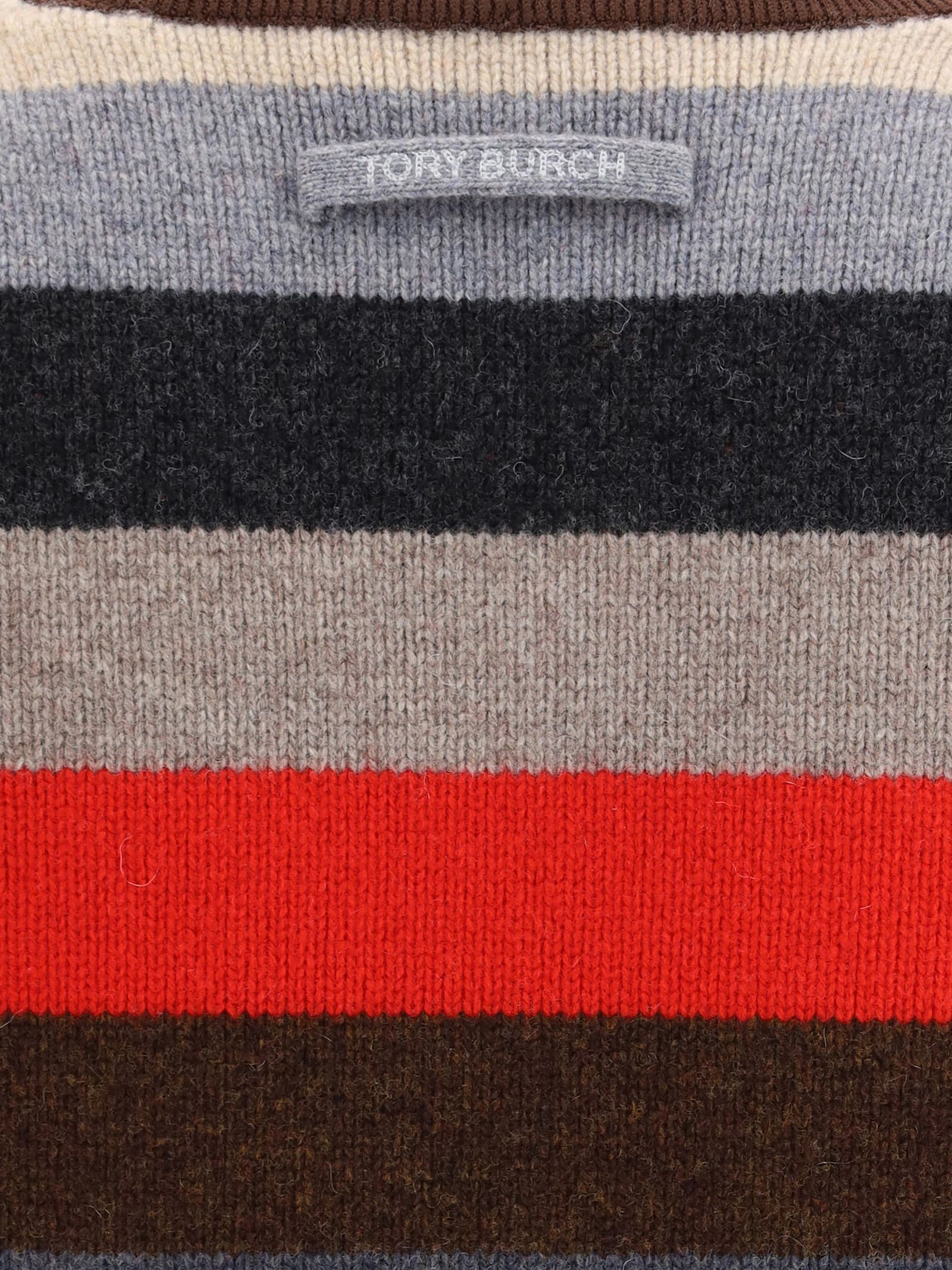 Tory Burch Merino Wool Turtleneck Sweater In Multi
