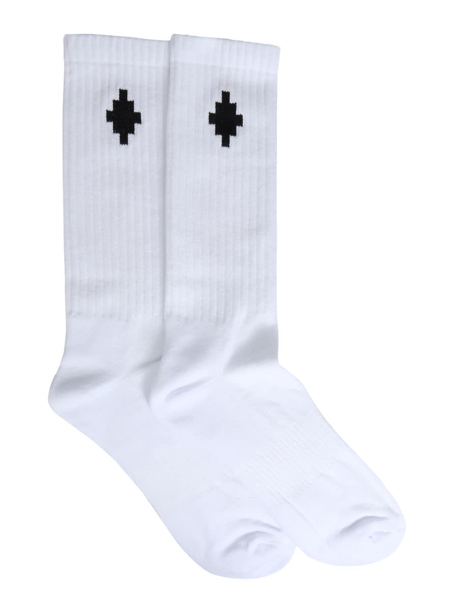 Shop Marcelo Burlon County Of Milan Cross Sideway Socks In White