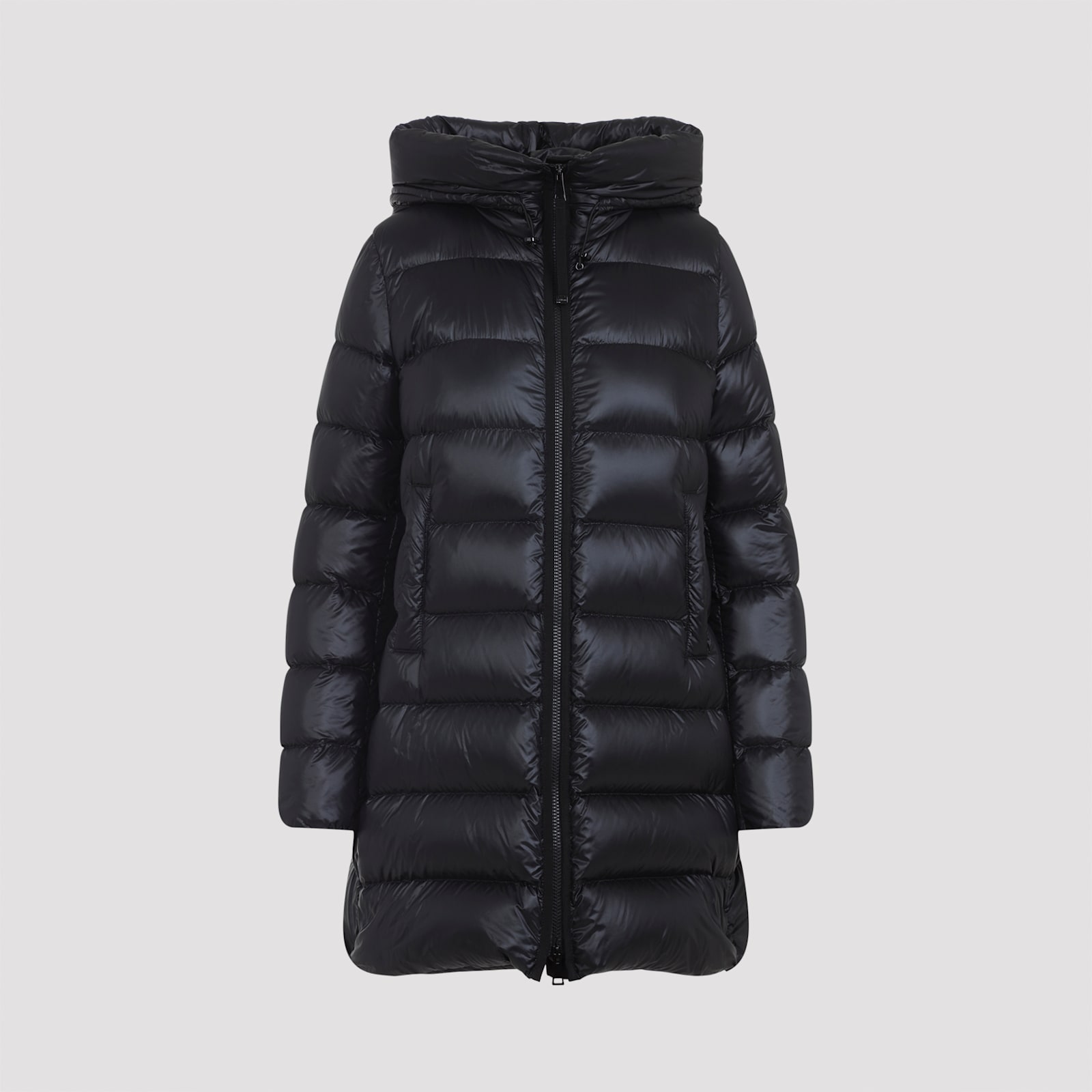 Moncler Women Black Suyenne Midi Hooded Down Jacket In Black