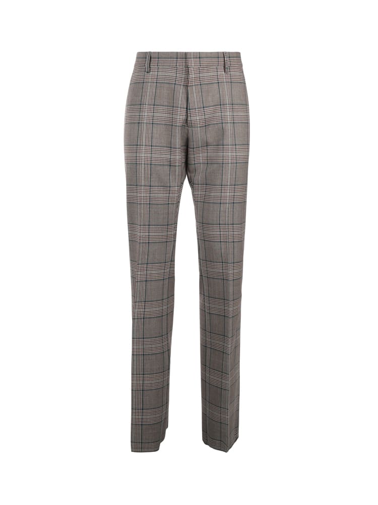Dsquared2 Wool Blend Pants With All-over Check Pattern