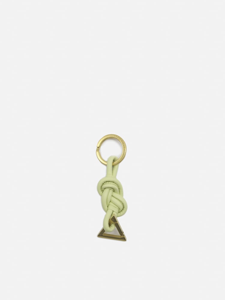 Bottega Veneta Leather Keychain With Metal Accessories In Gold Finish