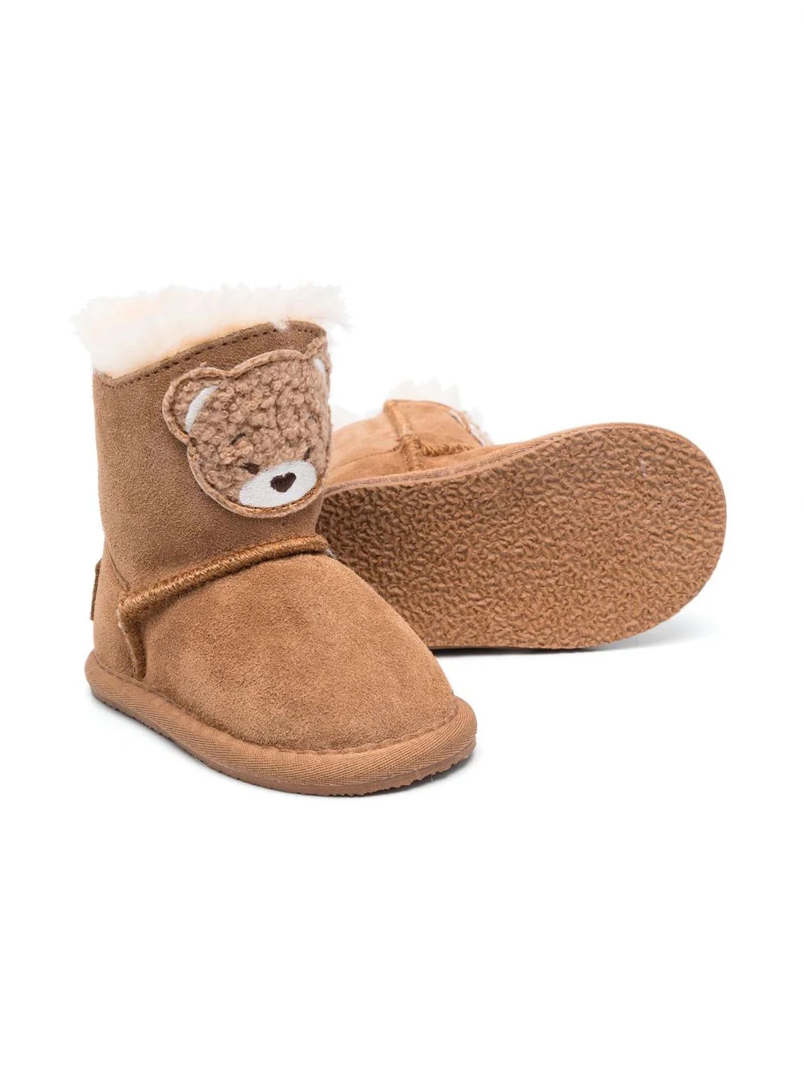 Shop Monnalisa Camel Brown Calf Suede Boots