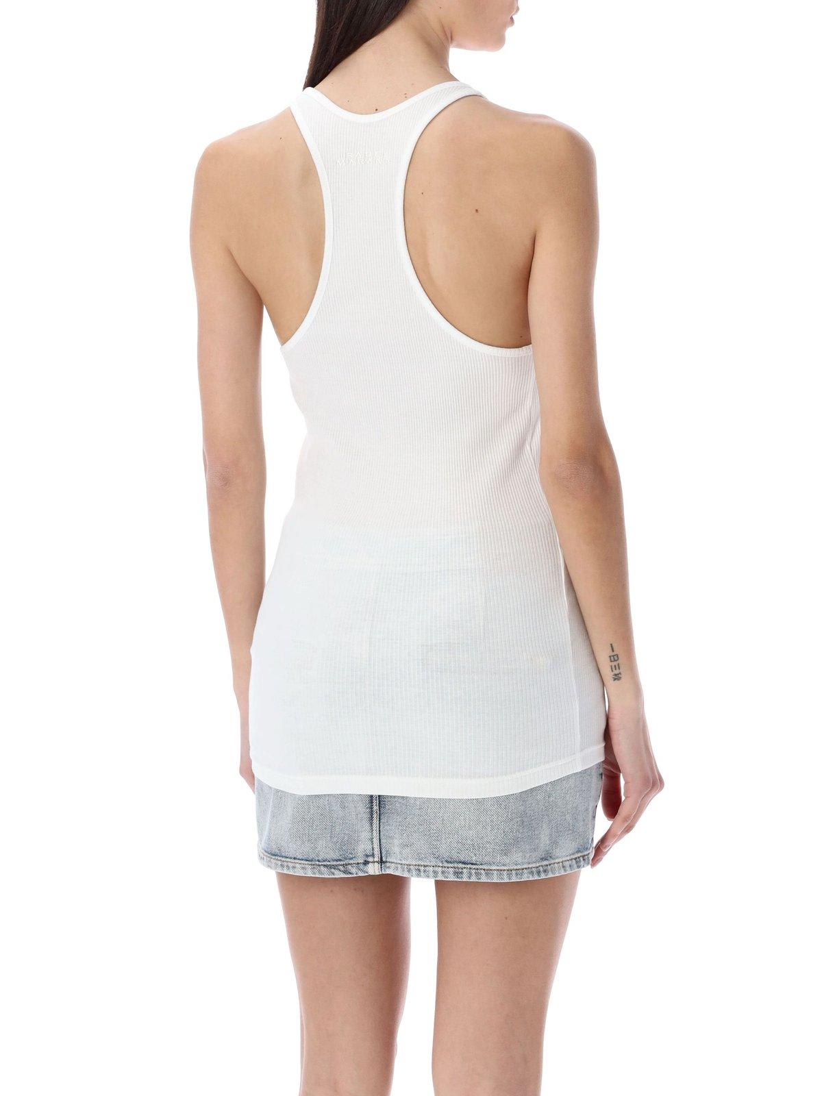 Shop Isabel Marant Ribbed Sleeveless Tank Top In Wh White
