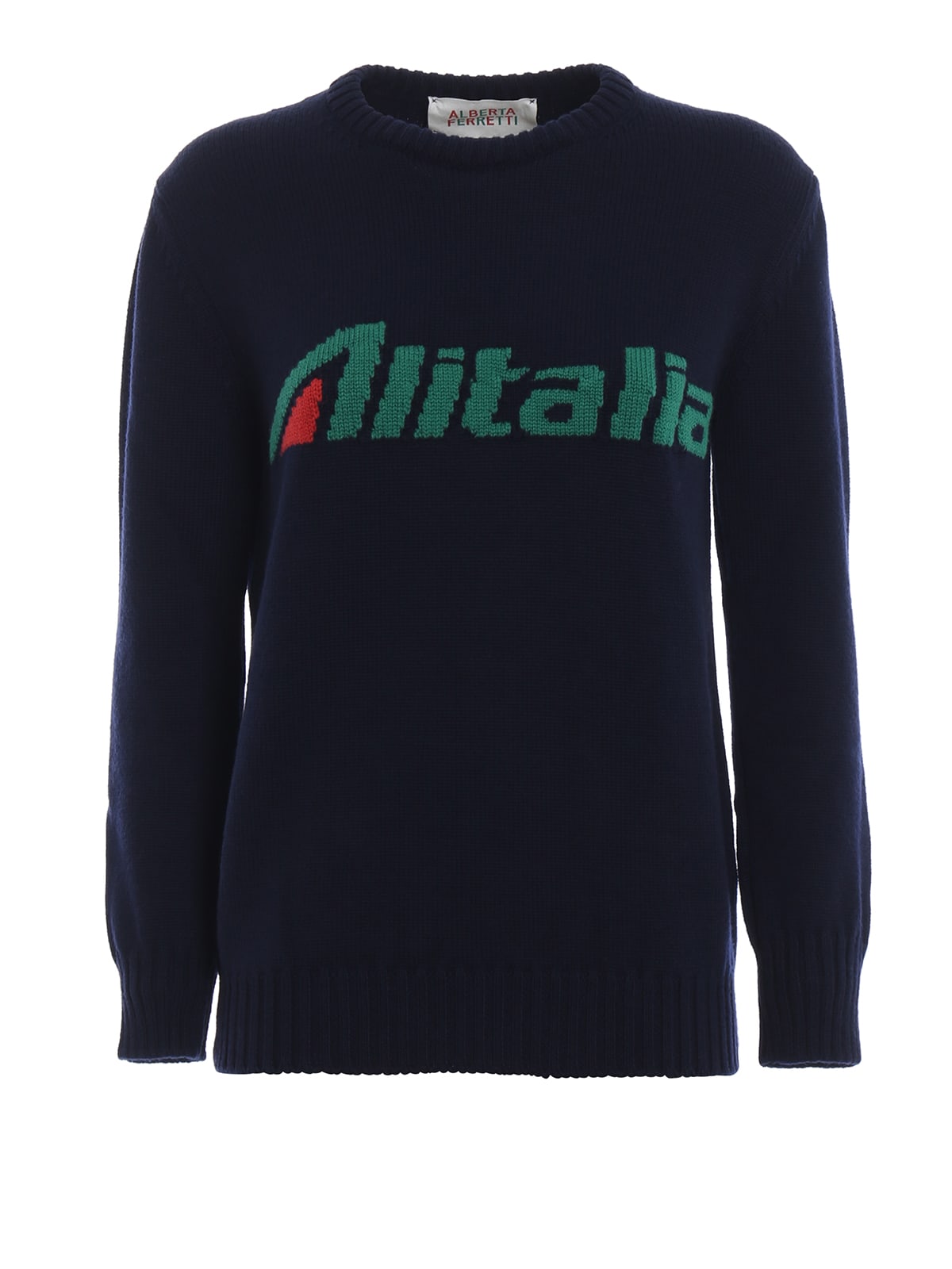 Alberta Ferretti Alberta Ferretti Alitalia Logo Intarsia Wool Sweater ...