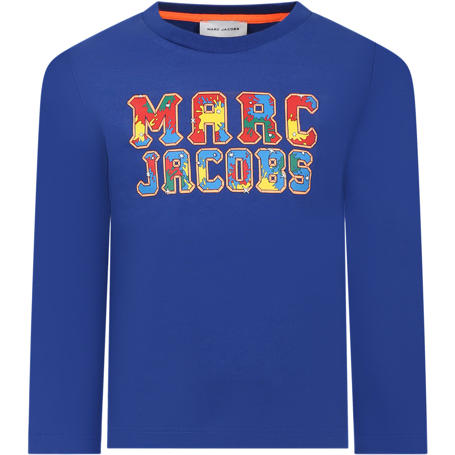 Shop Little Marc Jacobs Blue T-shirt For Boy With Logo In Blu Elettrico