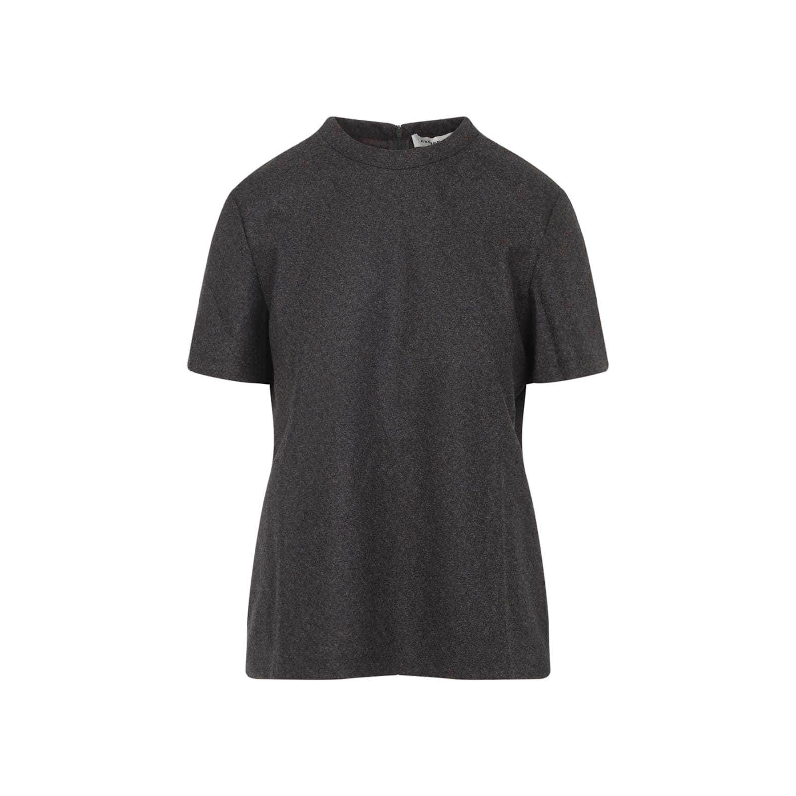Carven High-neck Brown Virgin Wool T-shirt In Black