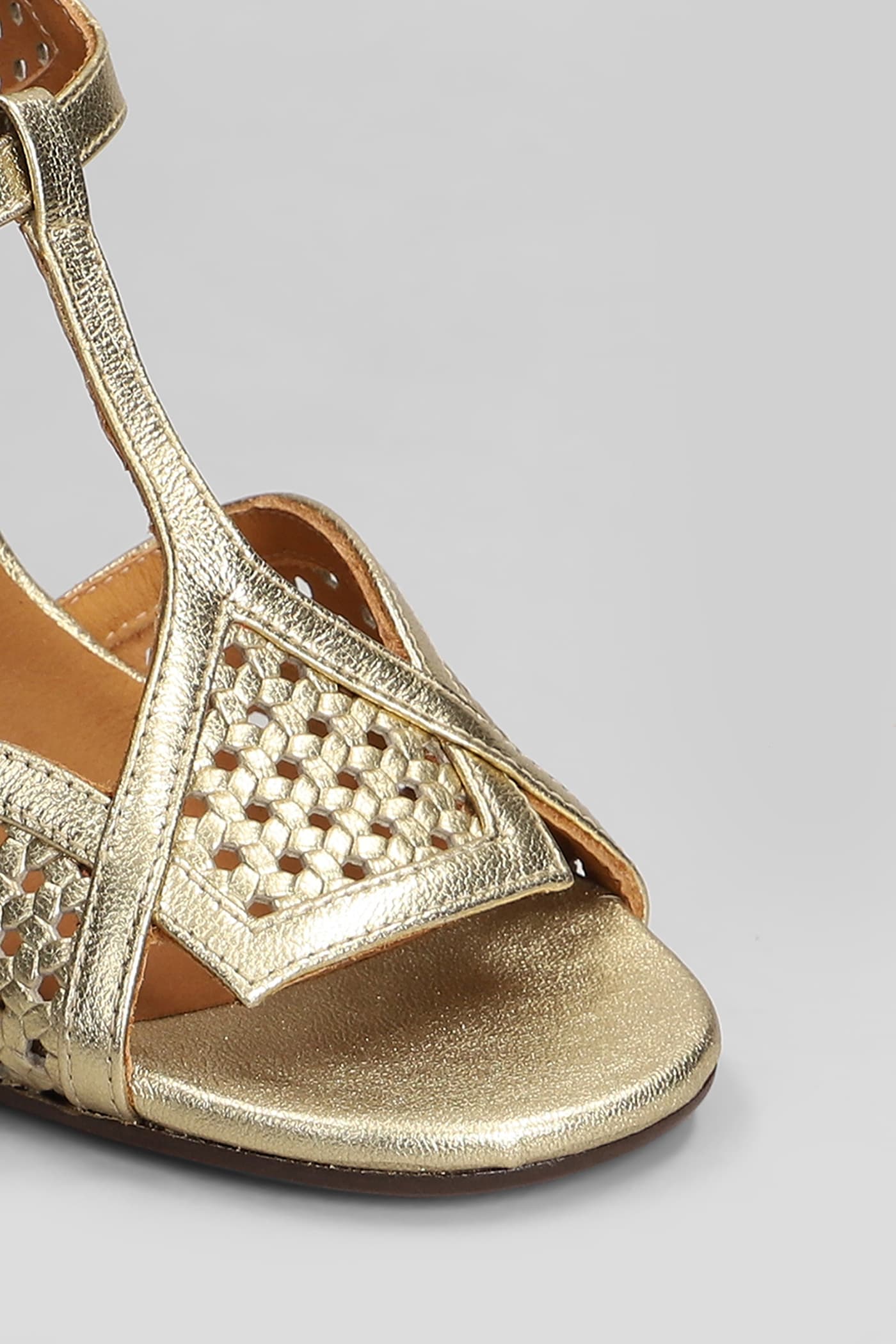 Chie Mihara Bessy Macrame' Leather Sandals In Gold