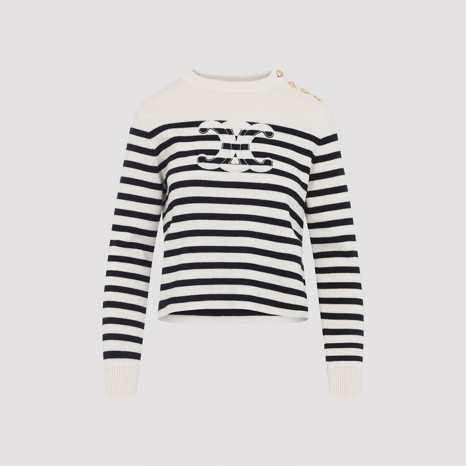 Celine Women Triomphe Cashmere And Wool Sweater In Multi