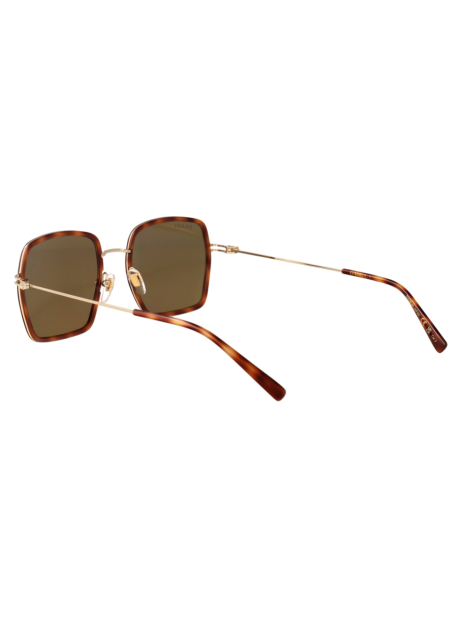 Gucci Havana-gold-brown Acetate Sunglasses In Brown