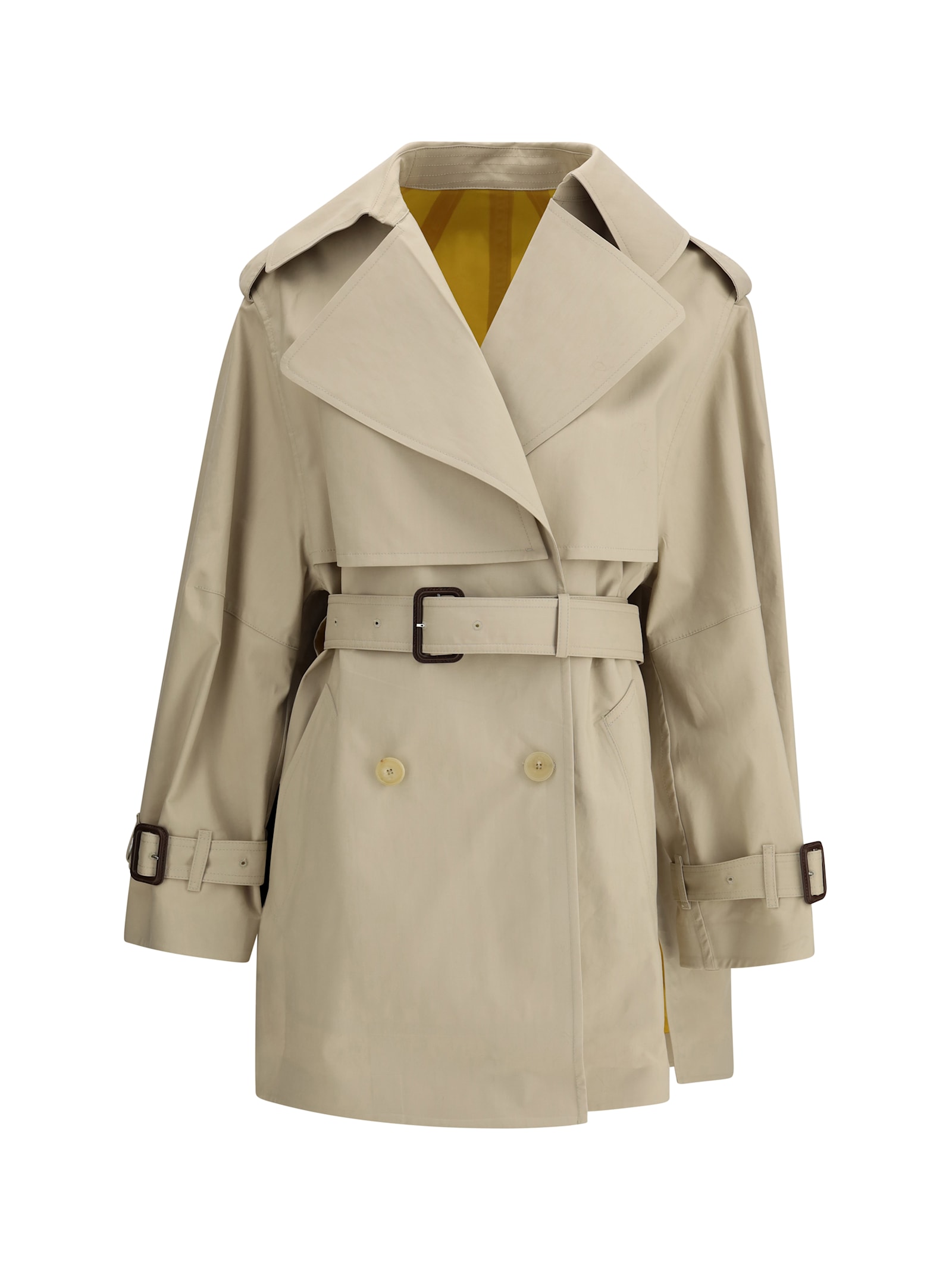 Givenchy Womens Beige Mustard Belted Notch-lapels Cotton Trench Coat In Neutral