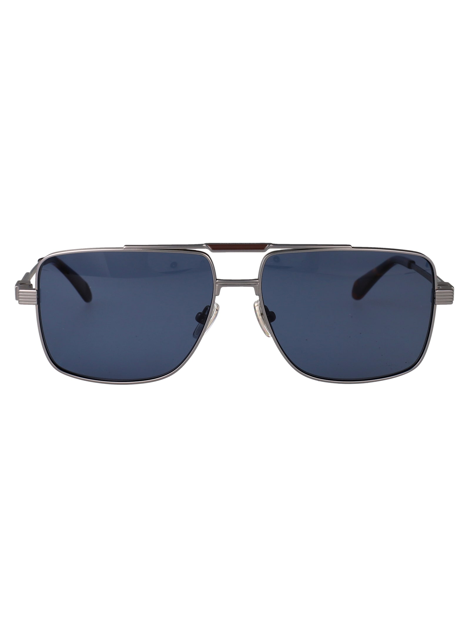 Ferragamo Matte Light Ruthenium Titanium Sunglasses In Metallic