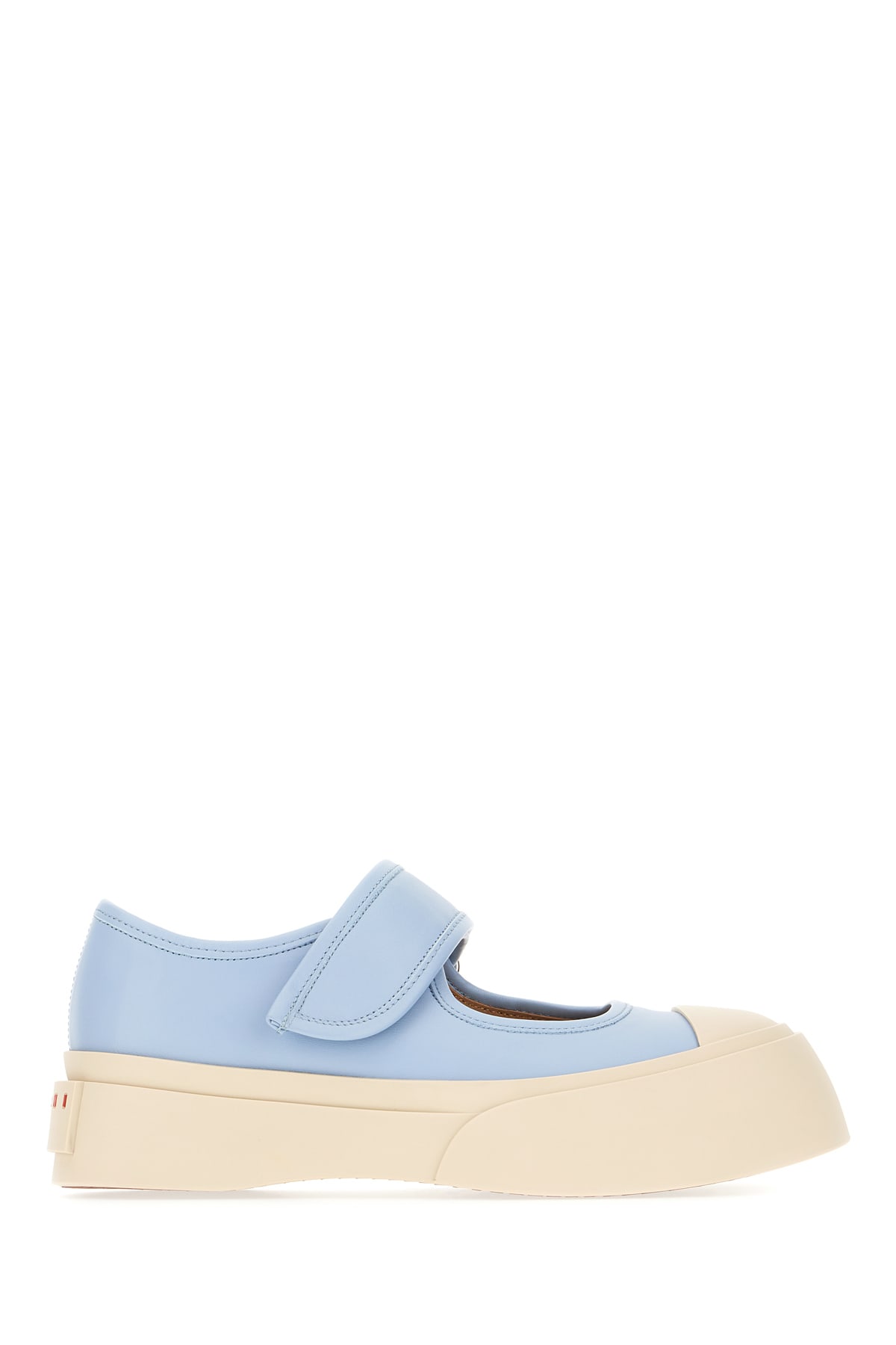 Marni Powder Blue Nappa Leather Mary Jane Ballerinas In Dustyblue