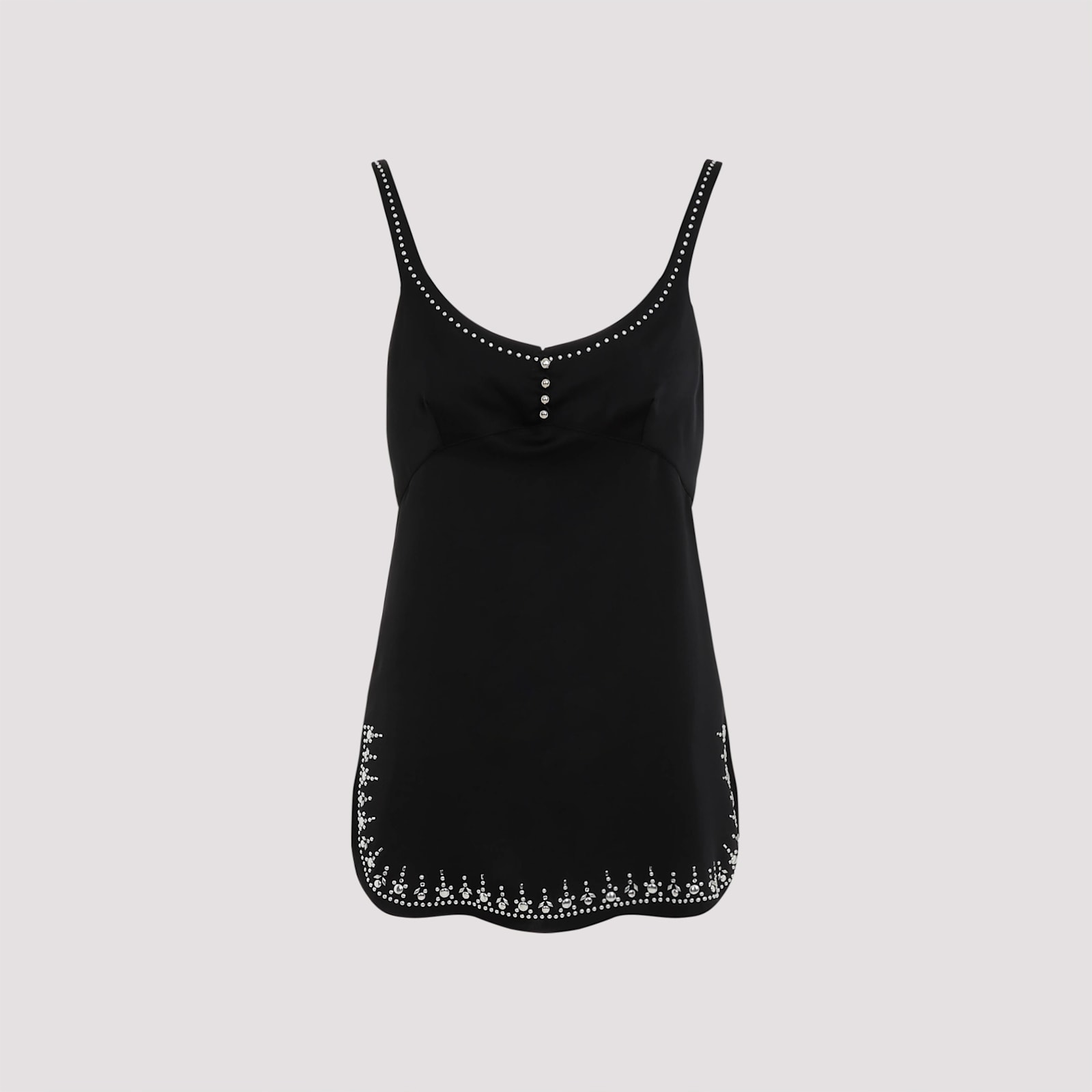Rabanne Mini Dress With Asymmetric Hem And Silver-tone Studs In Black