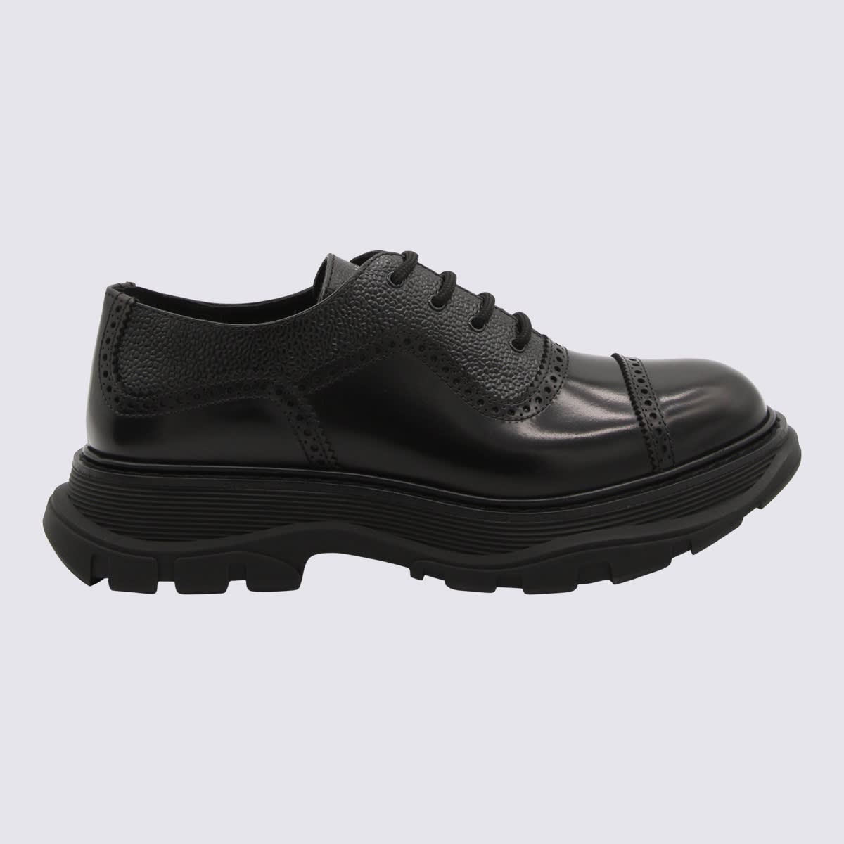 Shop Alexander Mcqueen Black Leather Pantofi Loafers