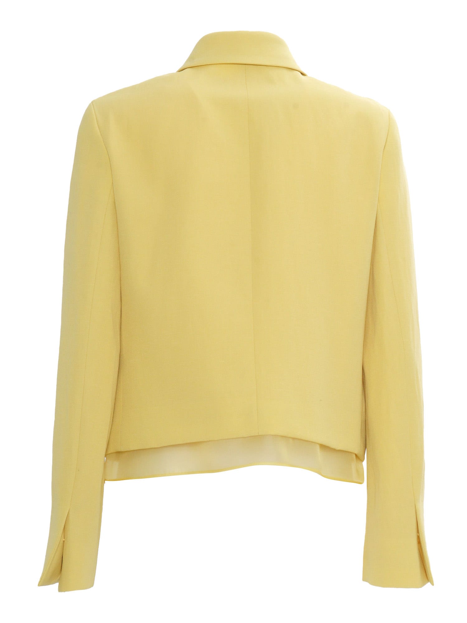 Fabiana Filippi Wool Linen Hopsack Fitted Jacket With Organza Band