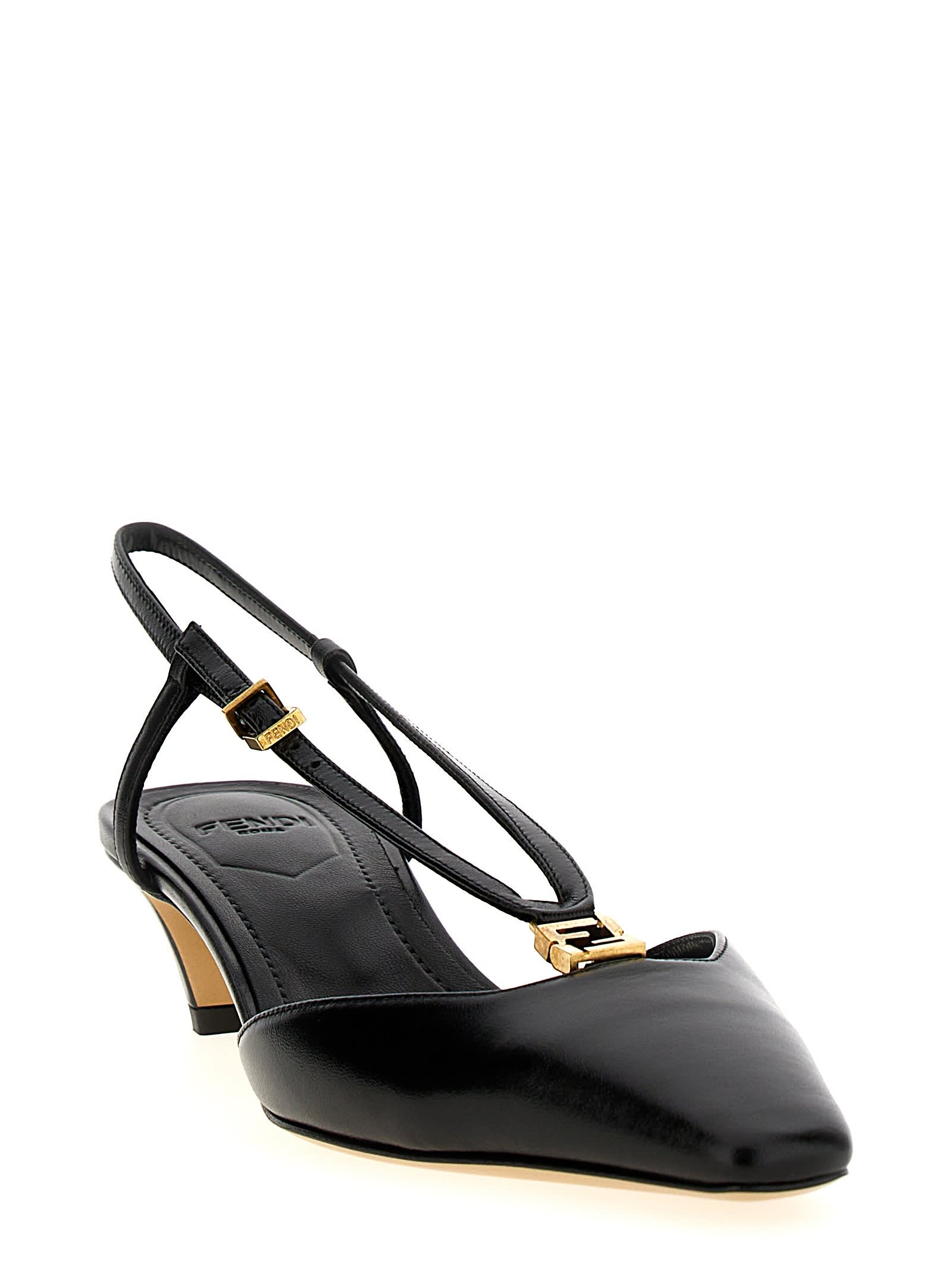 Shop Fendi Fold Slingback In Black