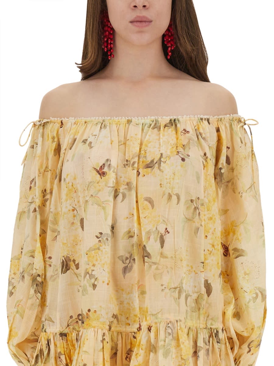 Zimmermann Cascadian Tiered Mini Dress 3214dss255 Ylwbotflo In Yellow