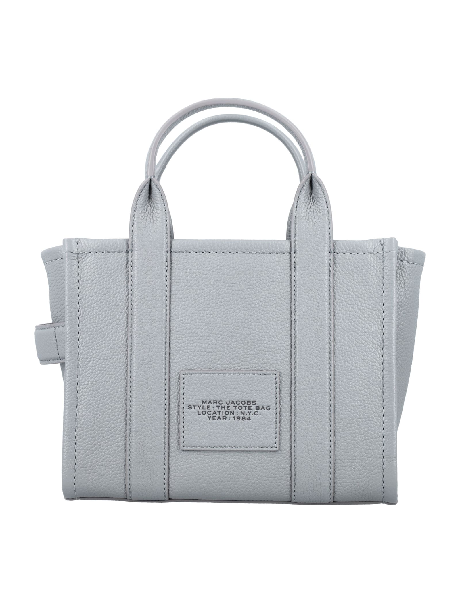 Shop Marc Jacobs The Mini Tote Leather Bag In Wolf Grey