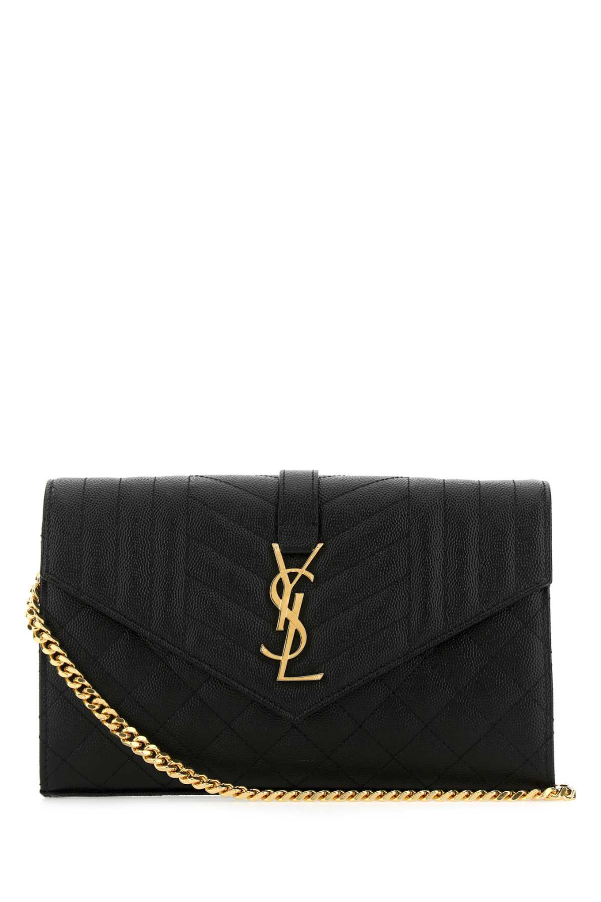 Saint Laurent Black Leather Small Envelope Clutch