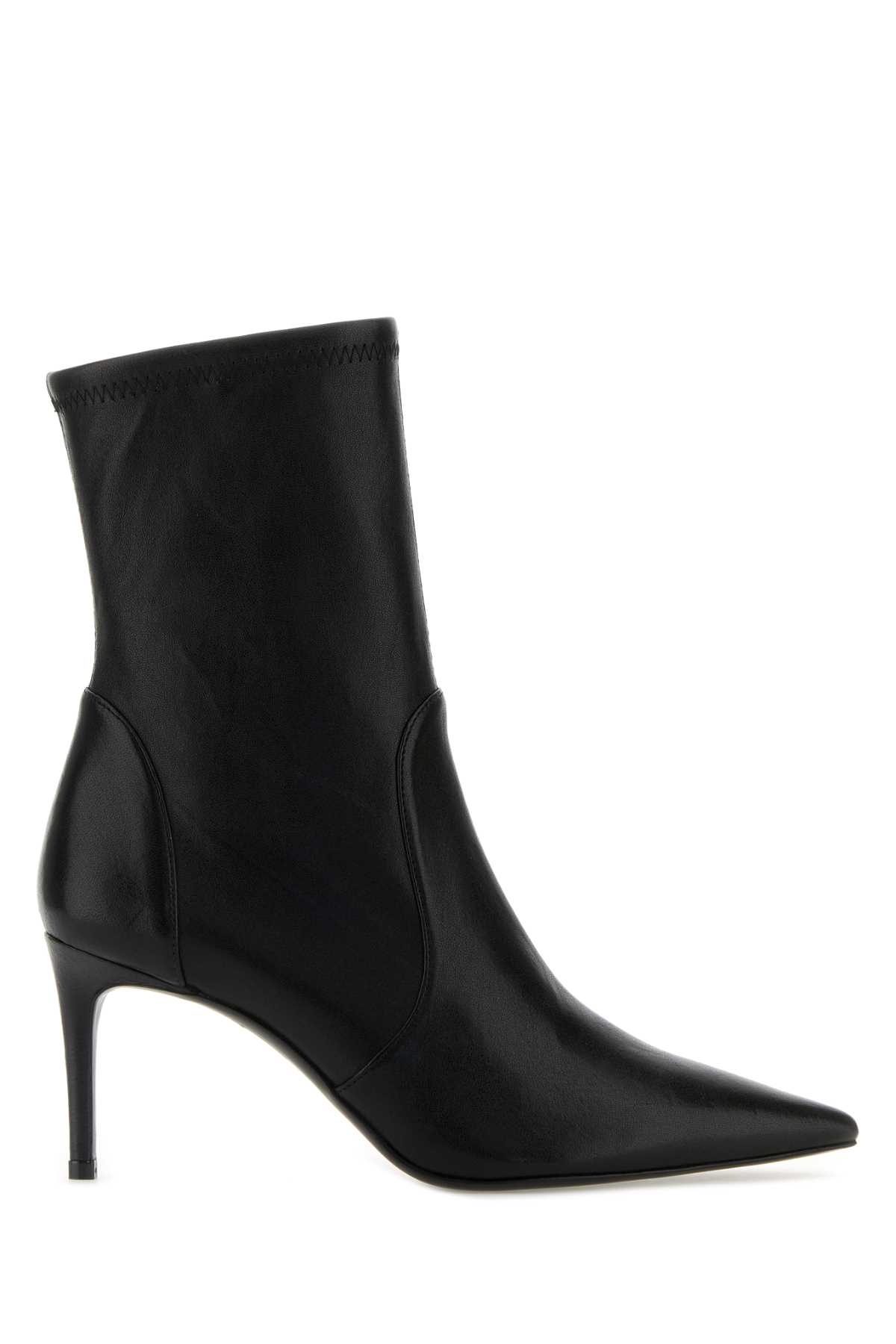 Black Leather Stuart Power Ankle Boots