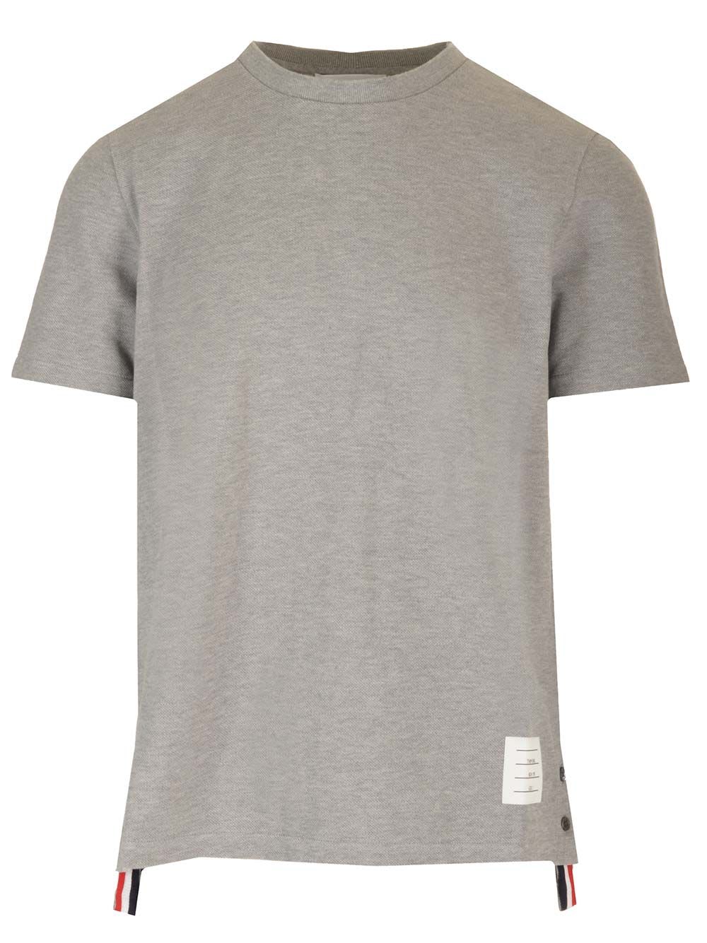 Shop Thom Browne Piqué T-shirt In Grey