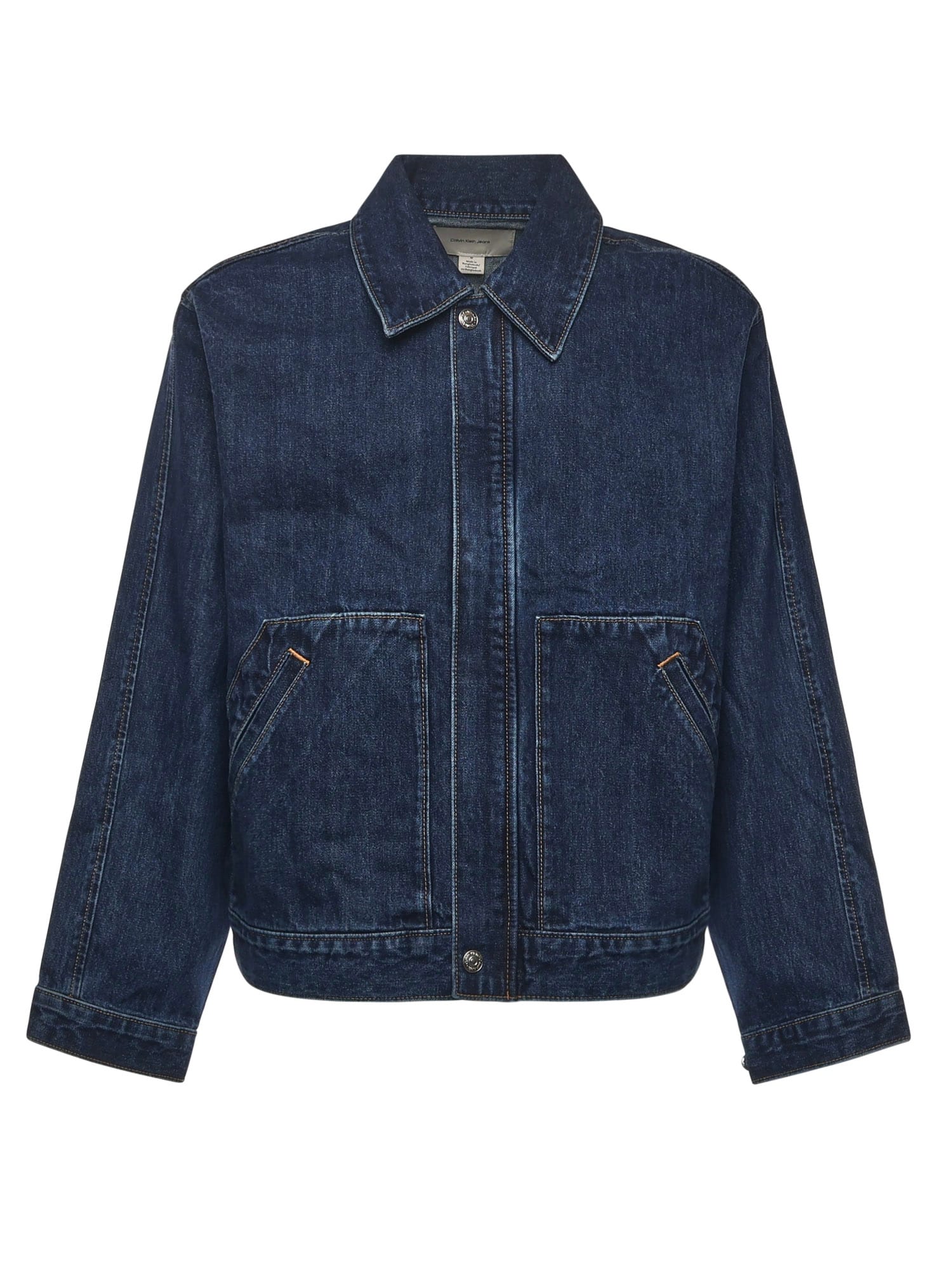 Calvin Klein Button Cotton Denim Jacket In Blue