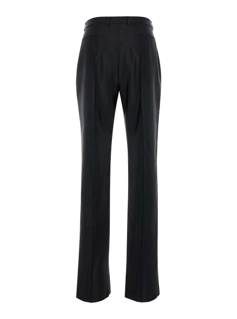 Shop Saint Laurent Black High Waist Pants In Wool Blend Man