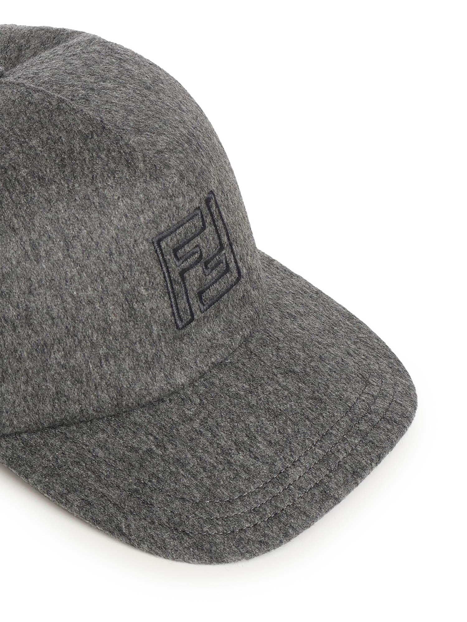 Fendi Wool Baseball Hat In Gray