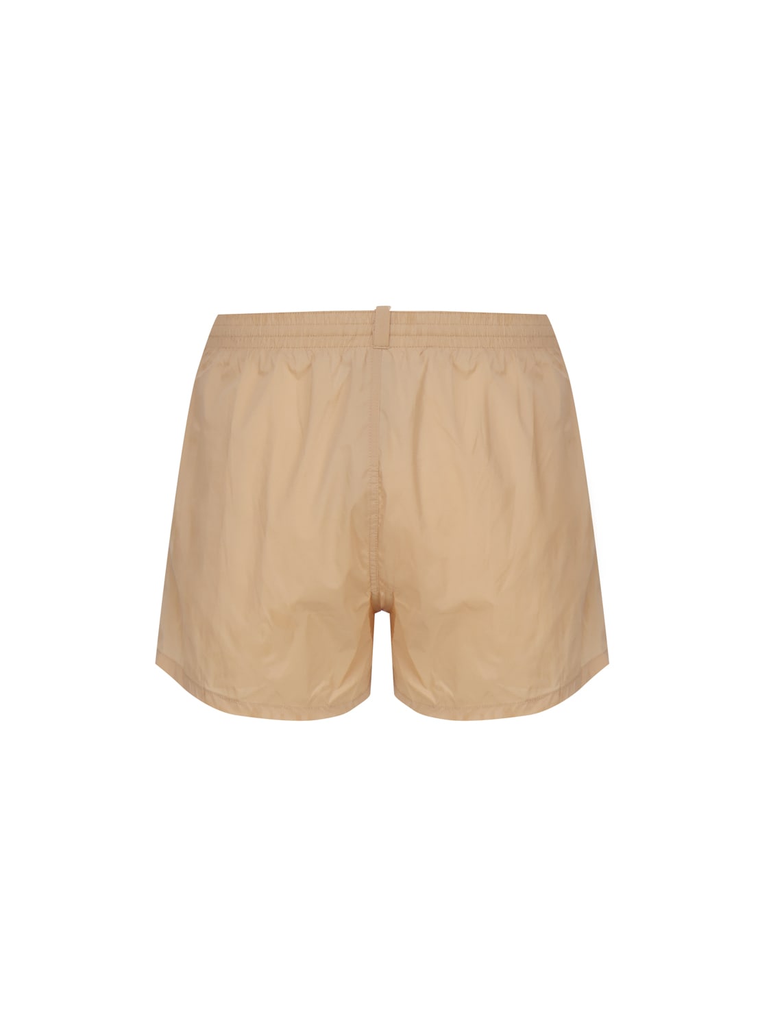 Shop Dsquared2 Swim Shorts With Contrasting Color Logo In Beige/black