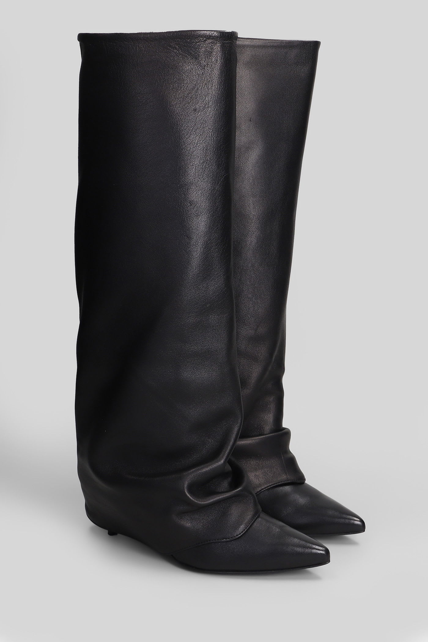 Alchimia High Heels Boots In Black Leather In Black