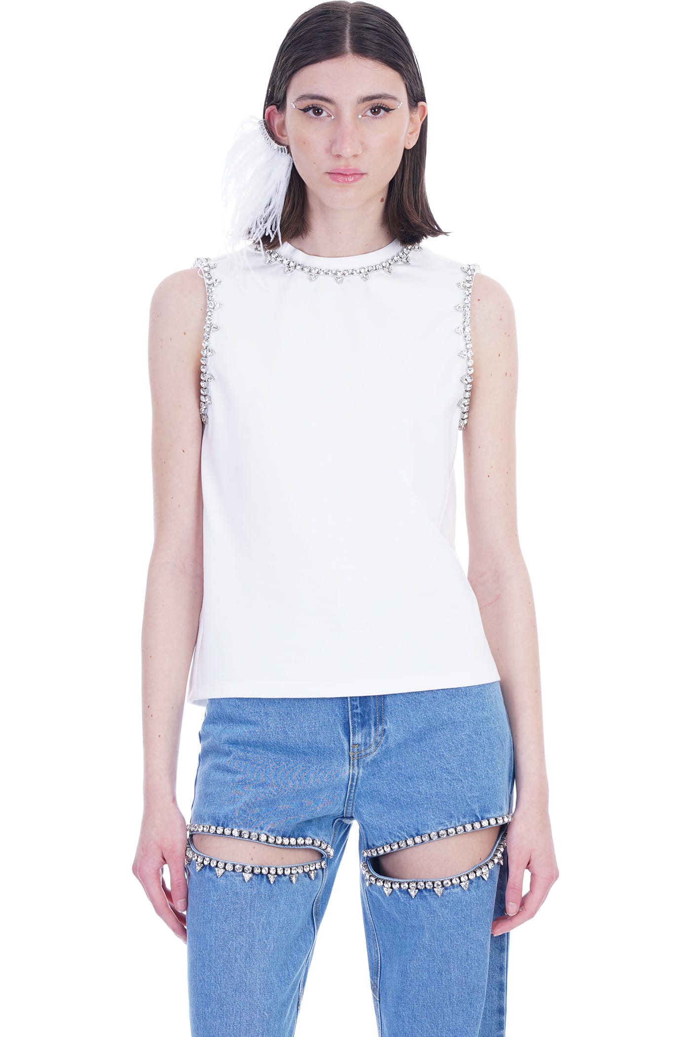 AREA Topwear In White Rayon