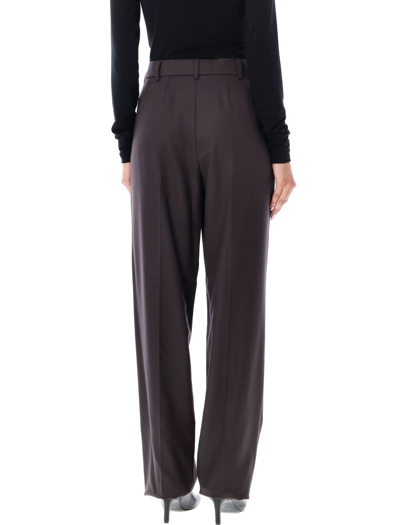 Shop Stella Mccartney Pinced Pants In Dark Chocolate