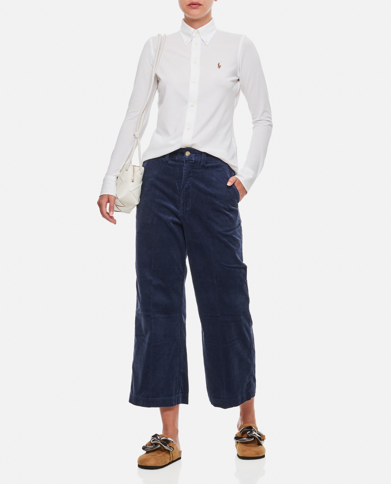 Shop Polo Ralph Lauren Long Sleeve Heidi Knit Shirt In Bianco