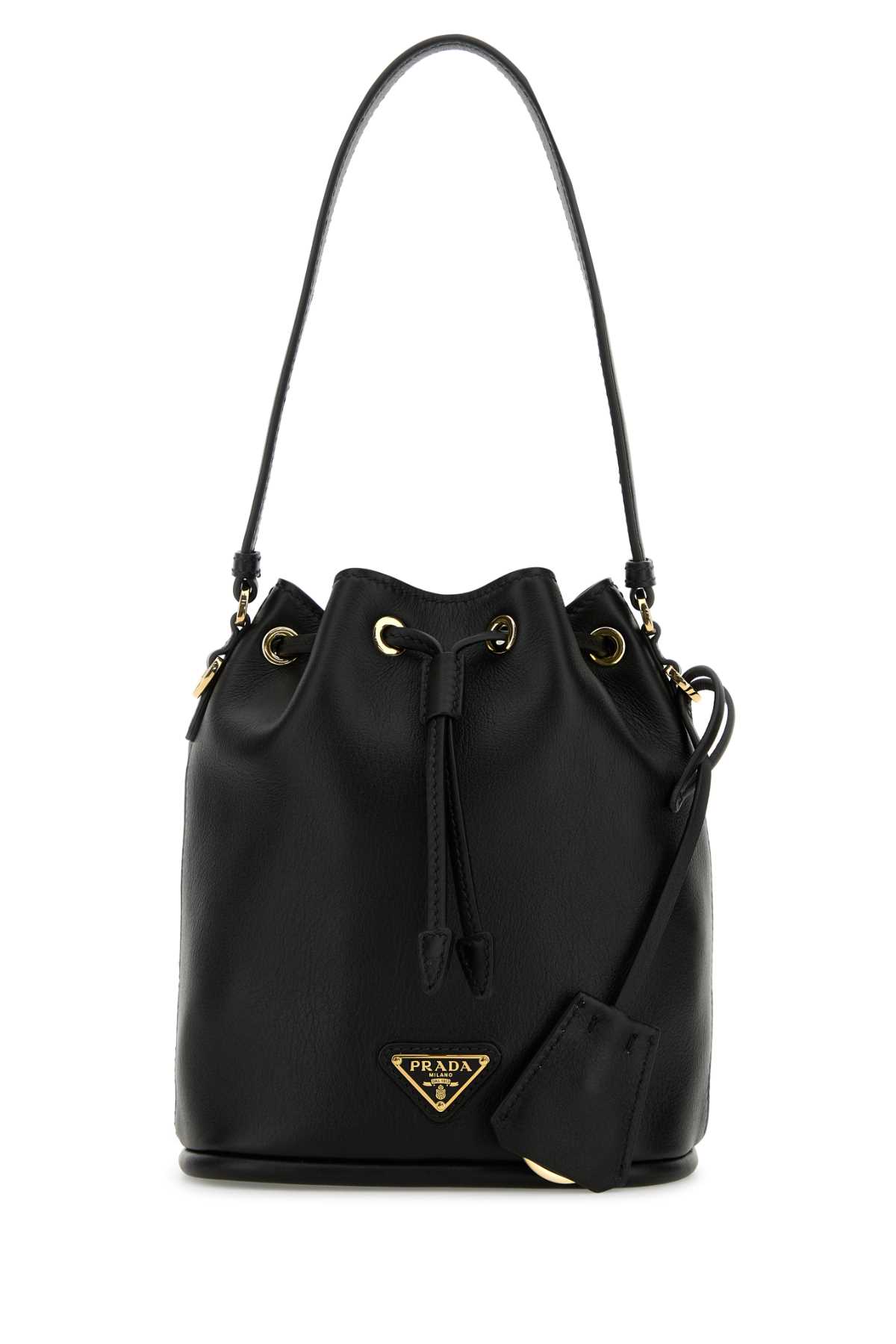 Black Leather Bucket Bag