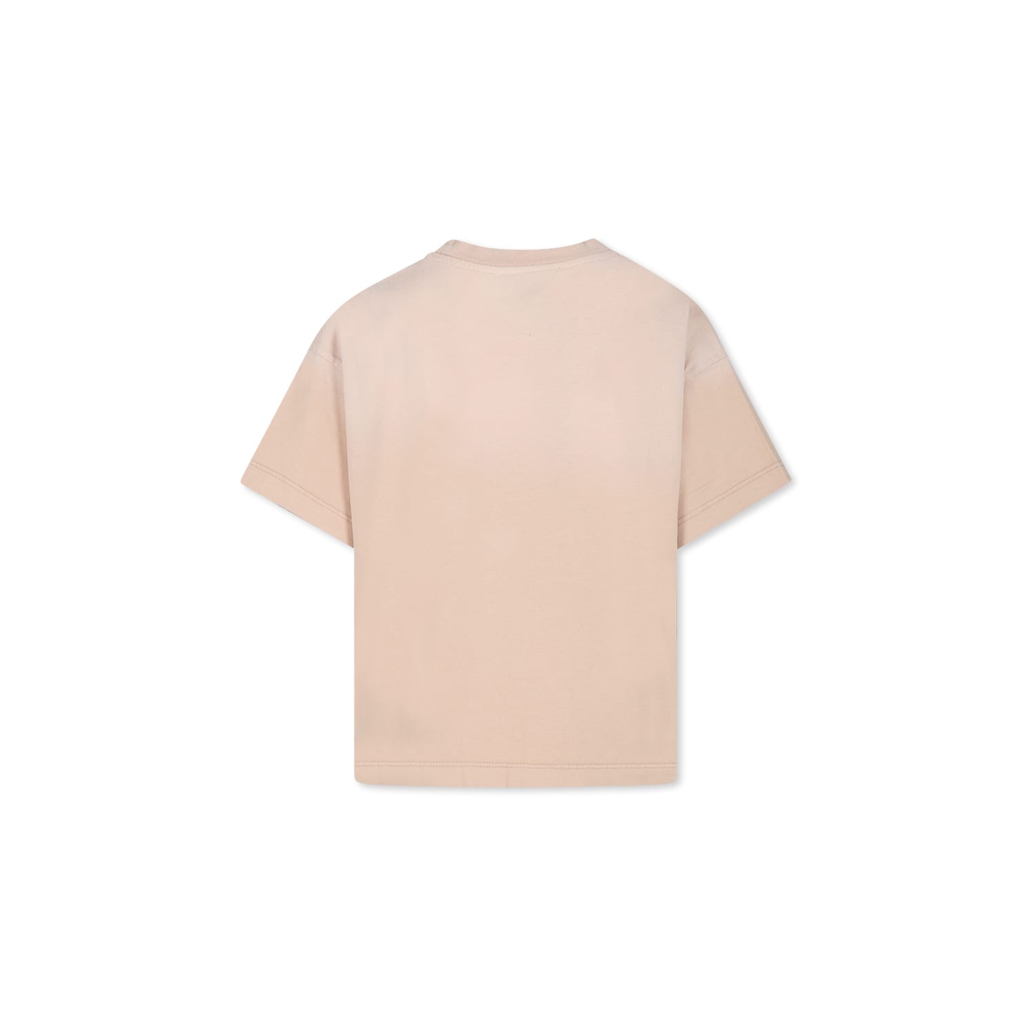 Msgm Beige T-shirt For Girl With Logo In Beige