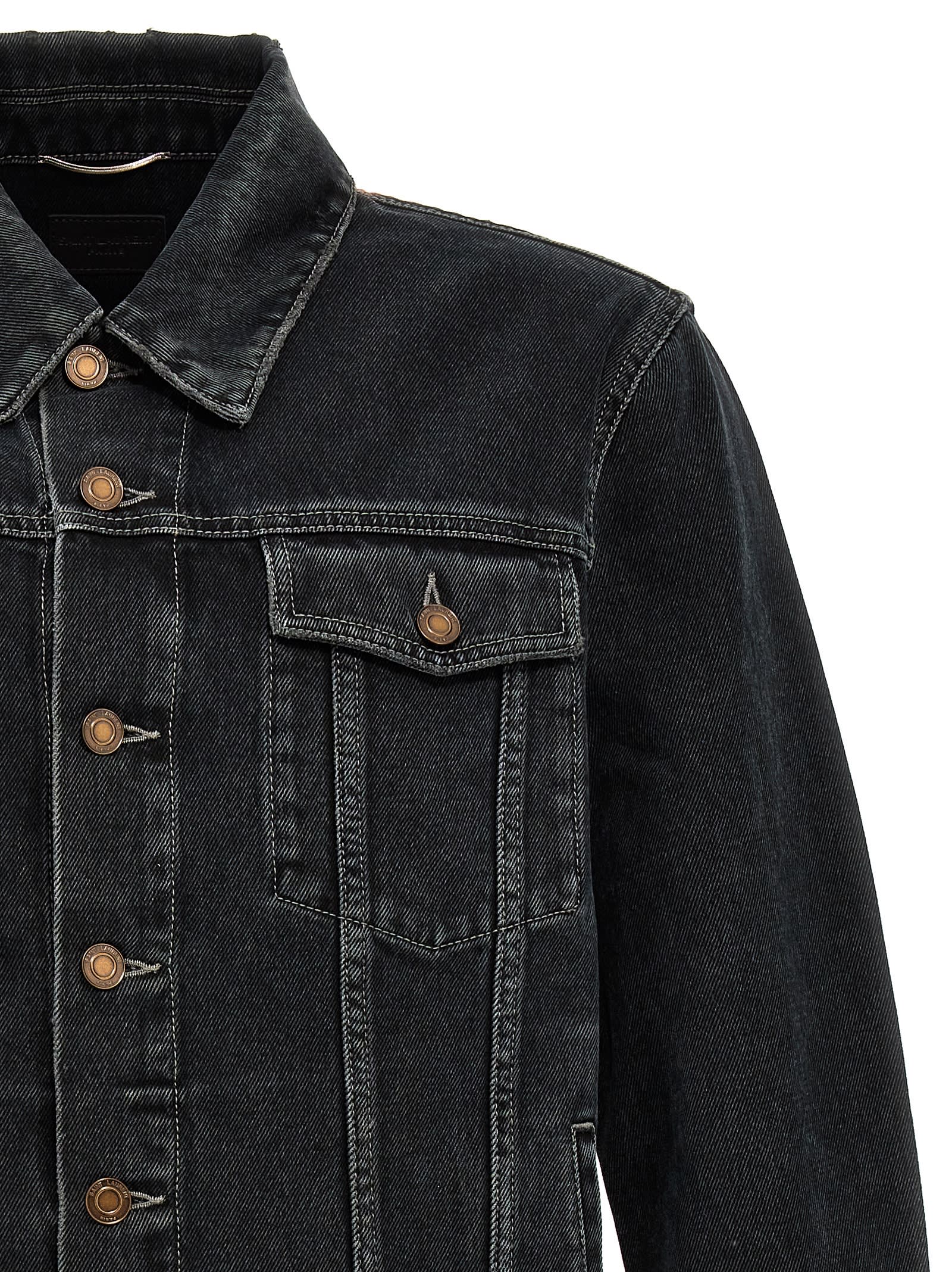 Shop Saint Laurent Denim Jacket In Blu Nero