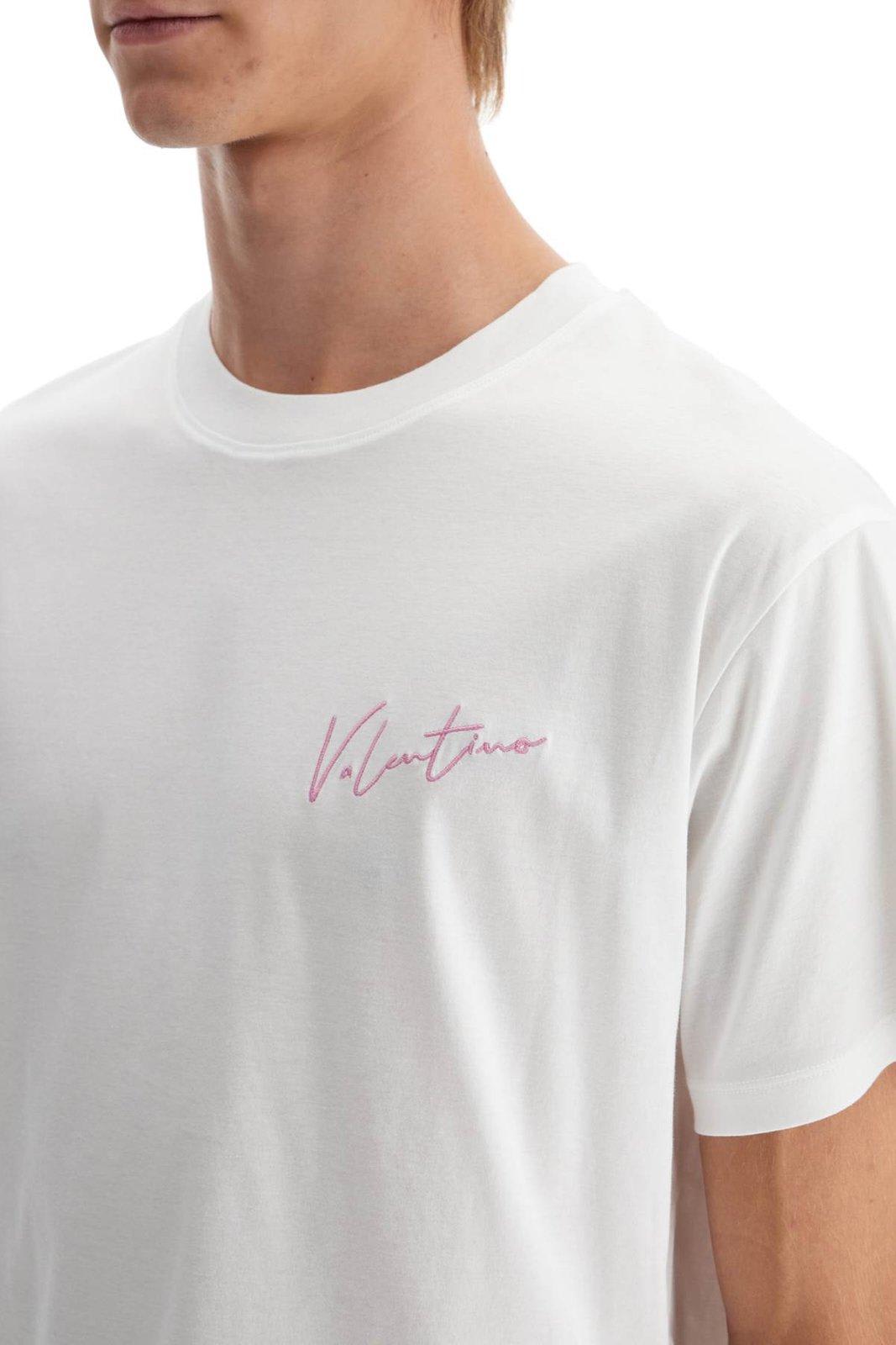 Shop Valentino Vlogo Signature Crewneck T-shirt In White