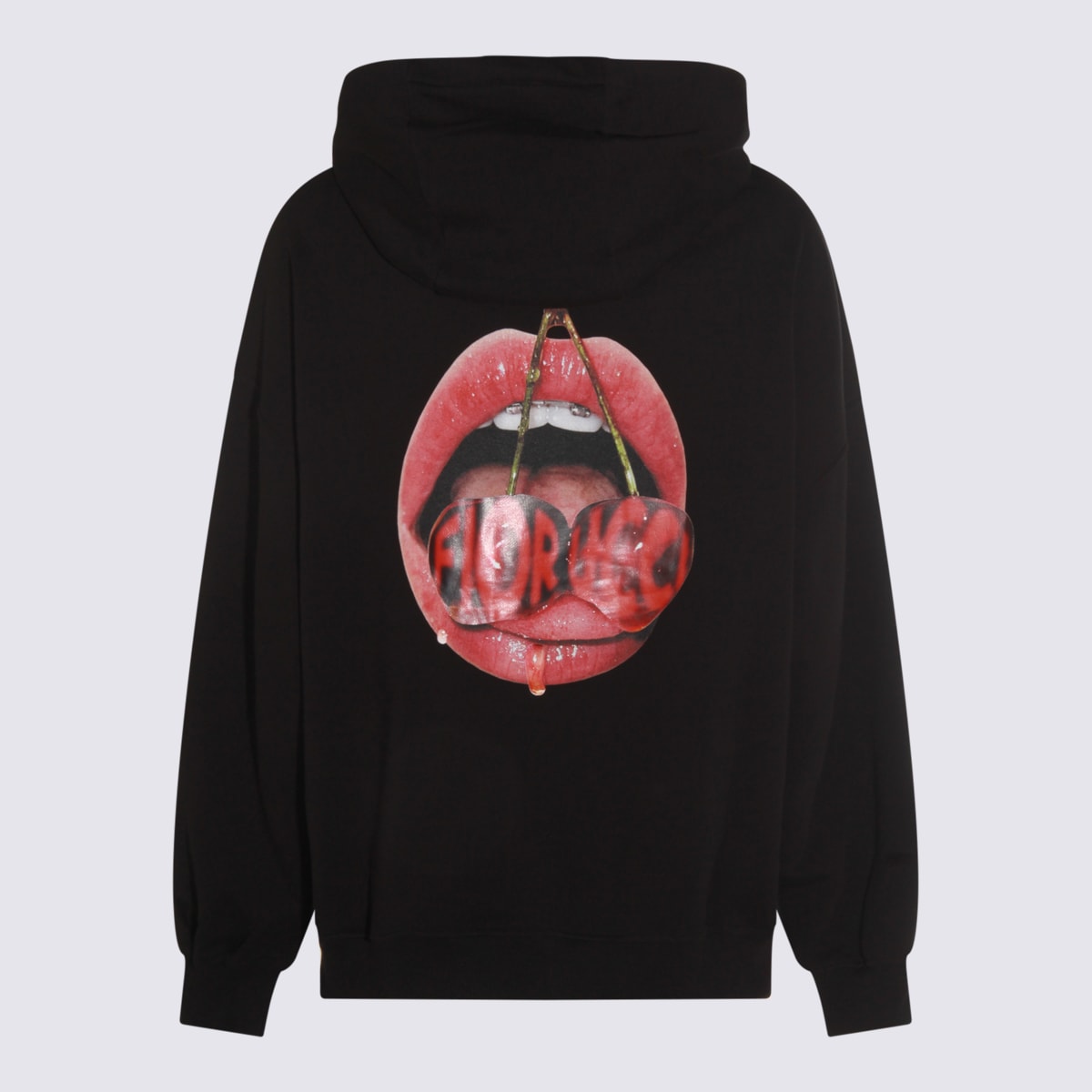 Fiorucci Mouth Print Relaxed Fit Hoodie In Black