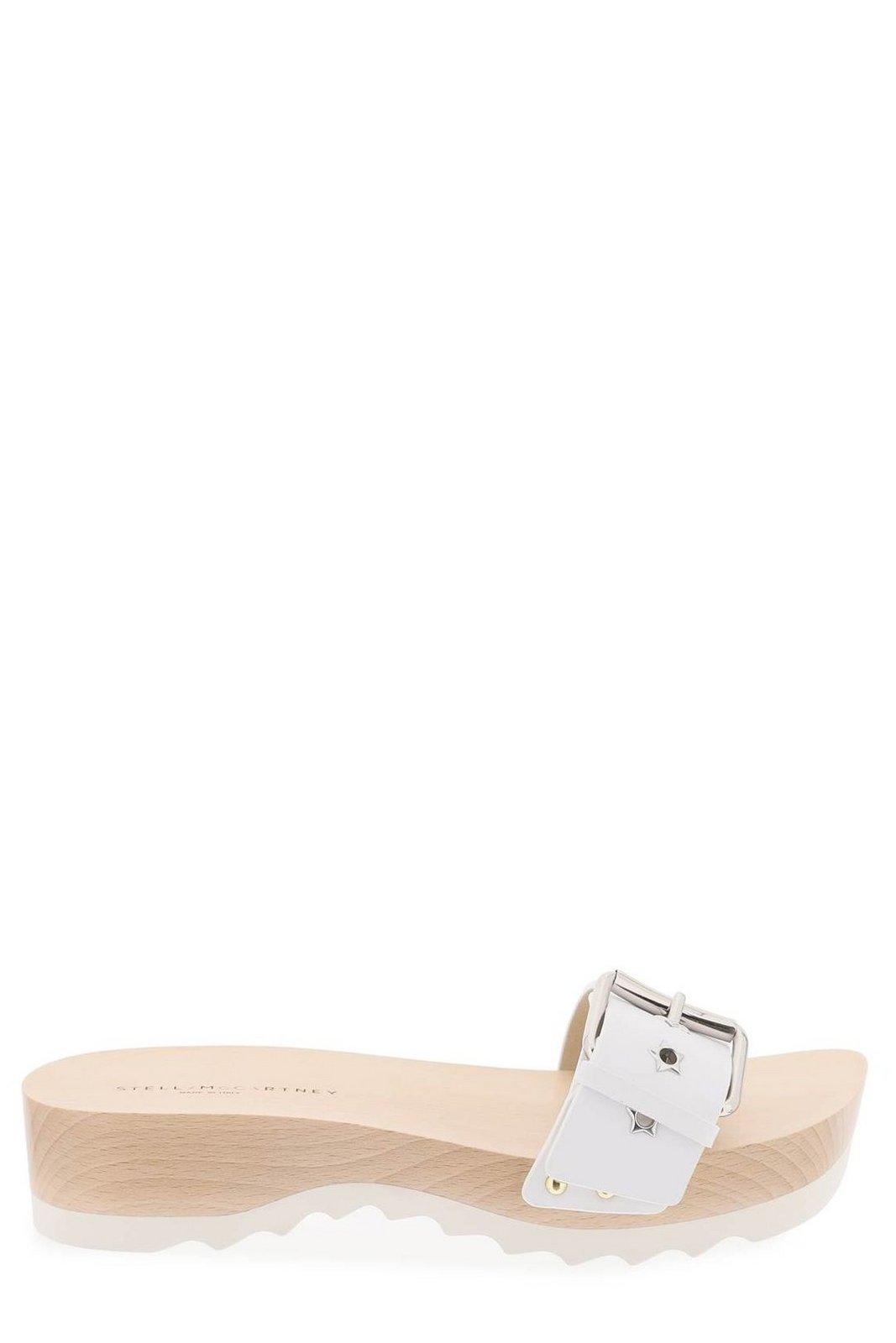 Shop Stella Mccartney Elyse Buckle-detailed Sandals In White (beige)