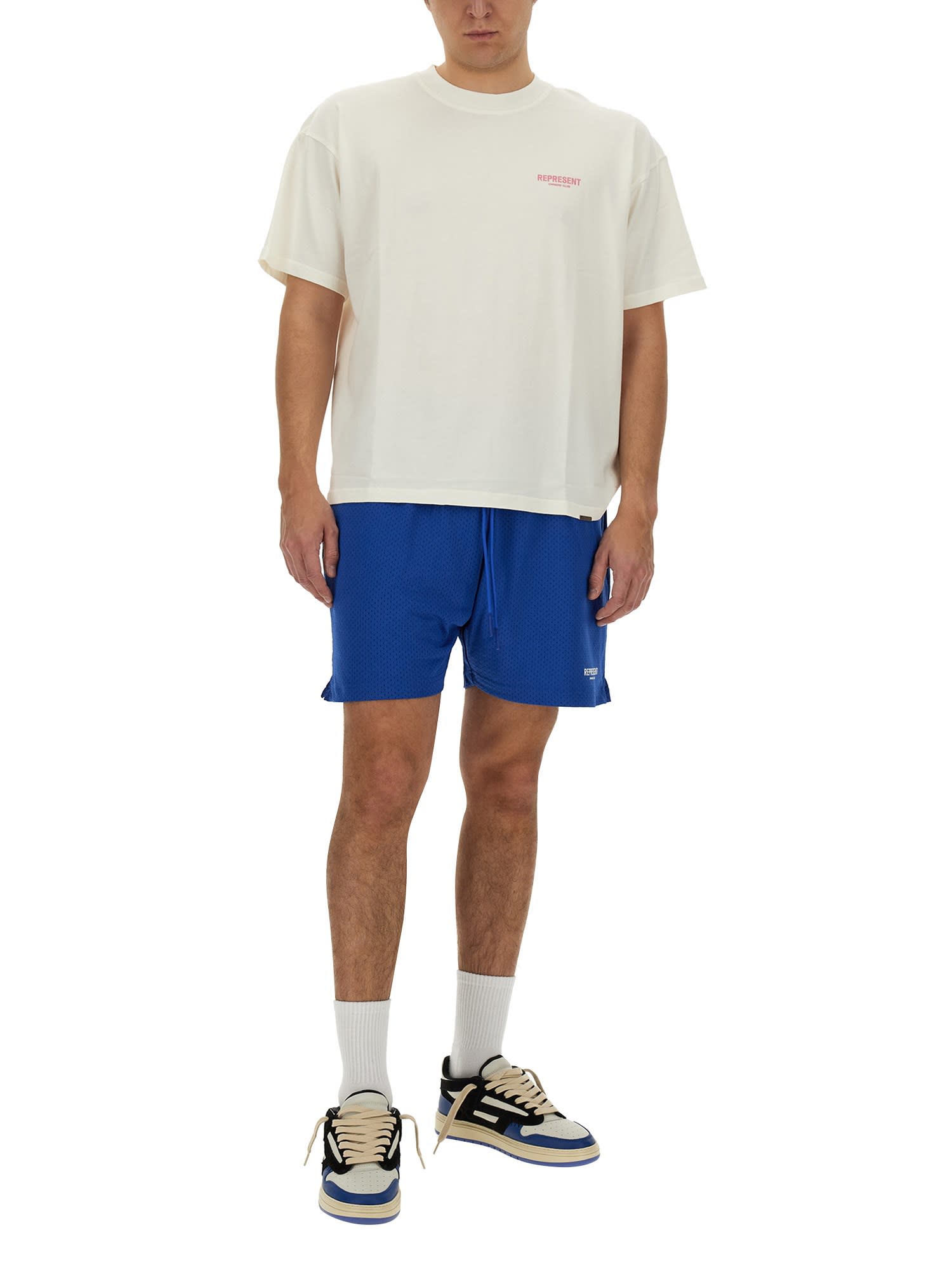 Shop Represent Mesh Bermuda Shorts In Cobalt Blue