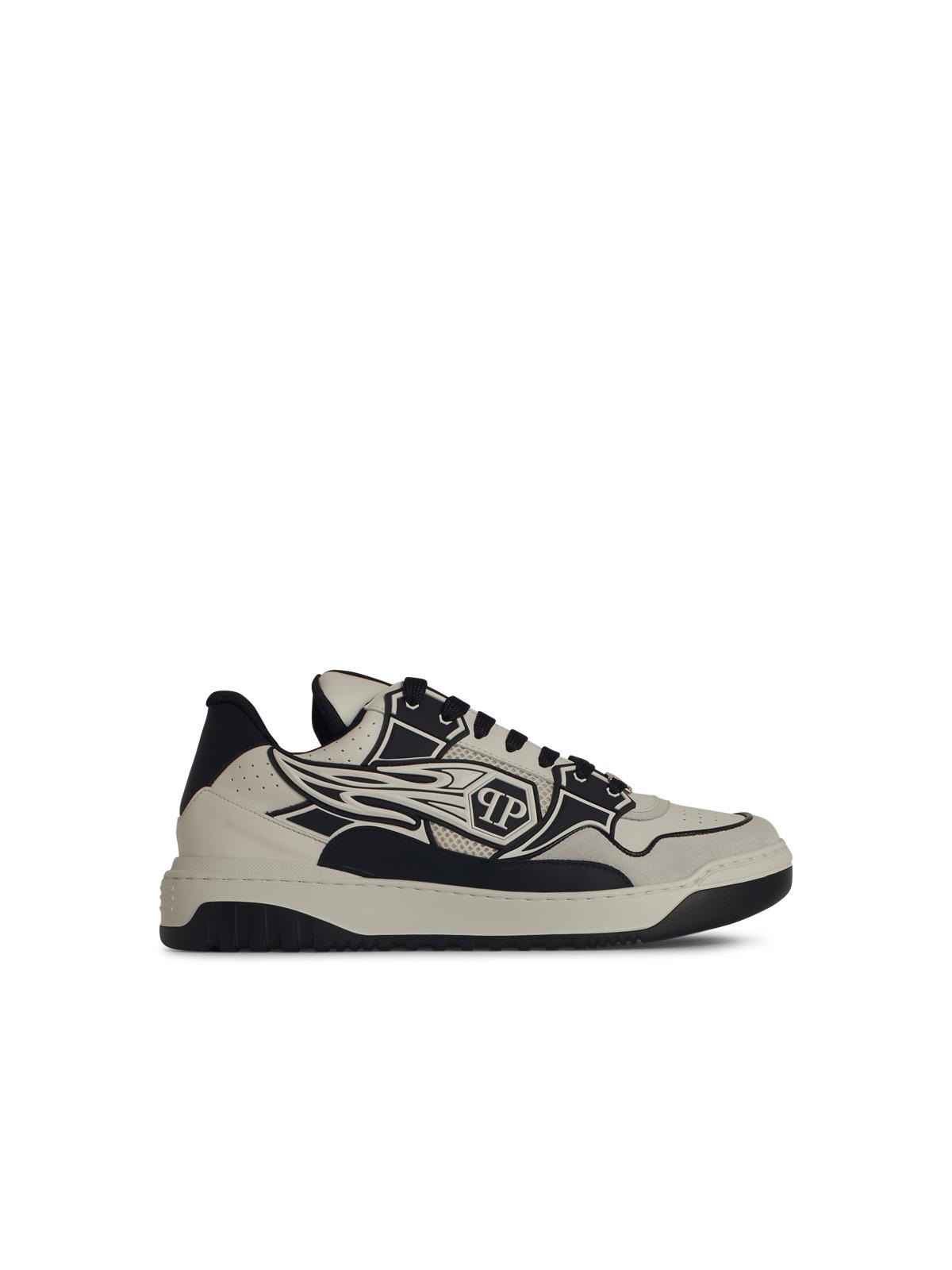 hexagon White Leather Sneakers