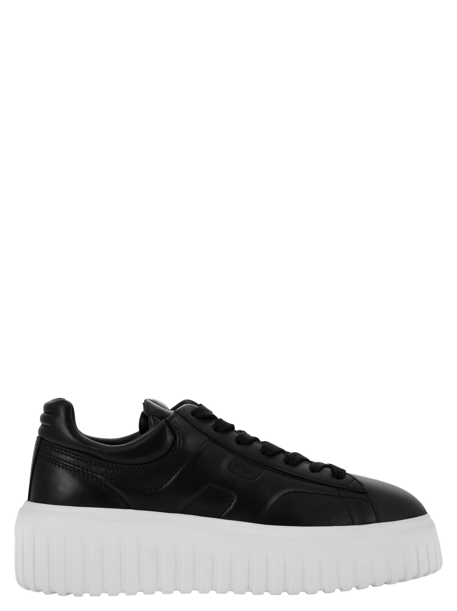 Shop Hogan H-stripes Sneakers In Nappa Leather In Black/white