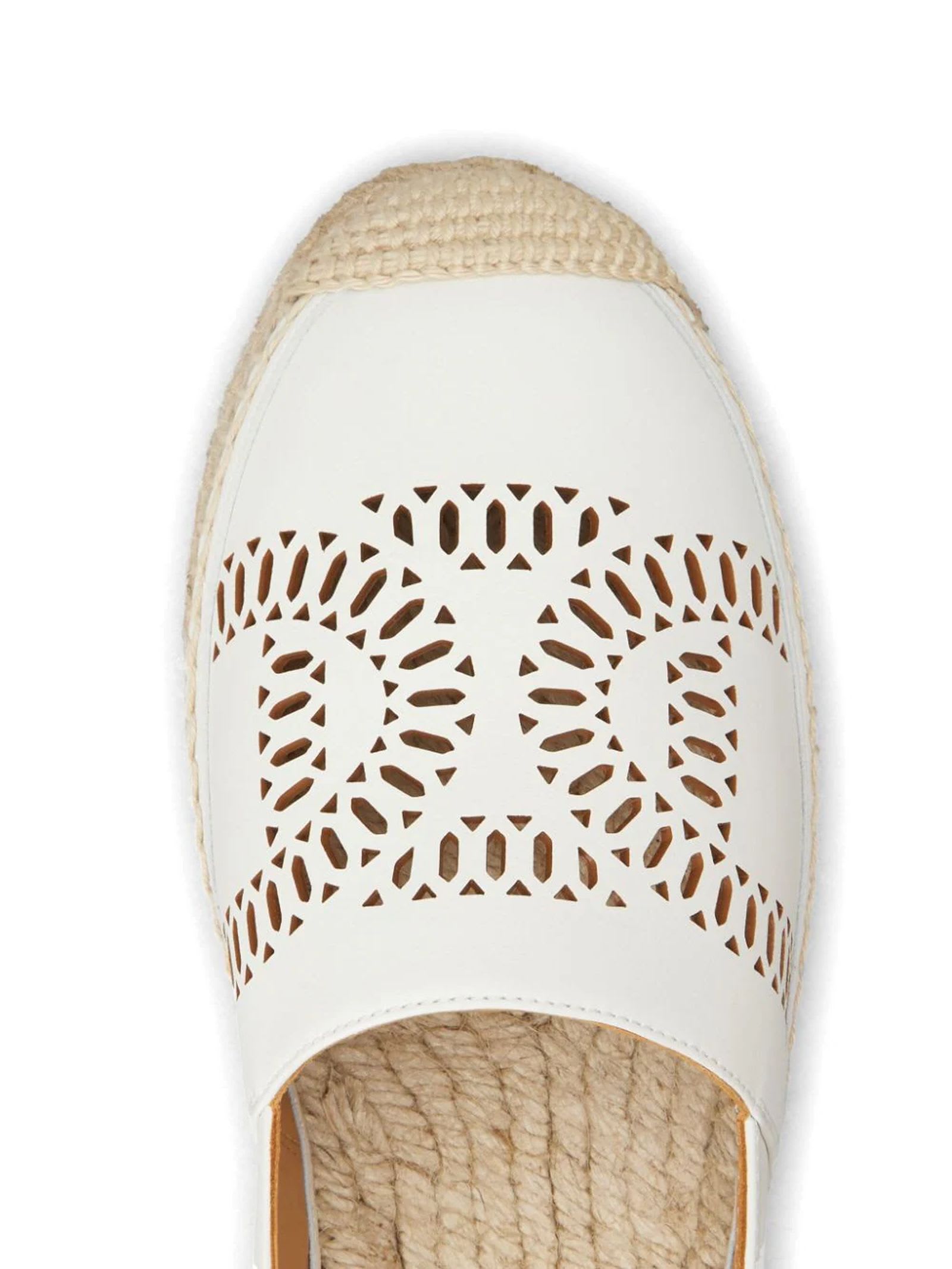 Shop Tod's White Leather Kate Espadrilles In Bianco