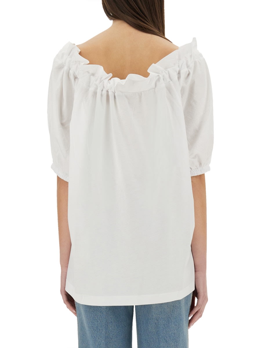 Patou Off-the-shoulder Drawstring Top With Ruffled Edges