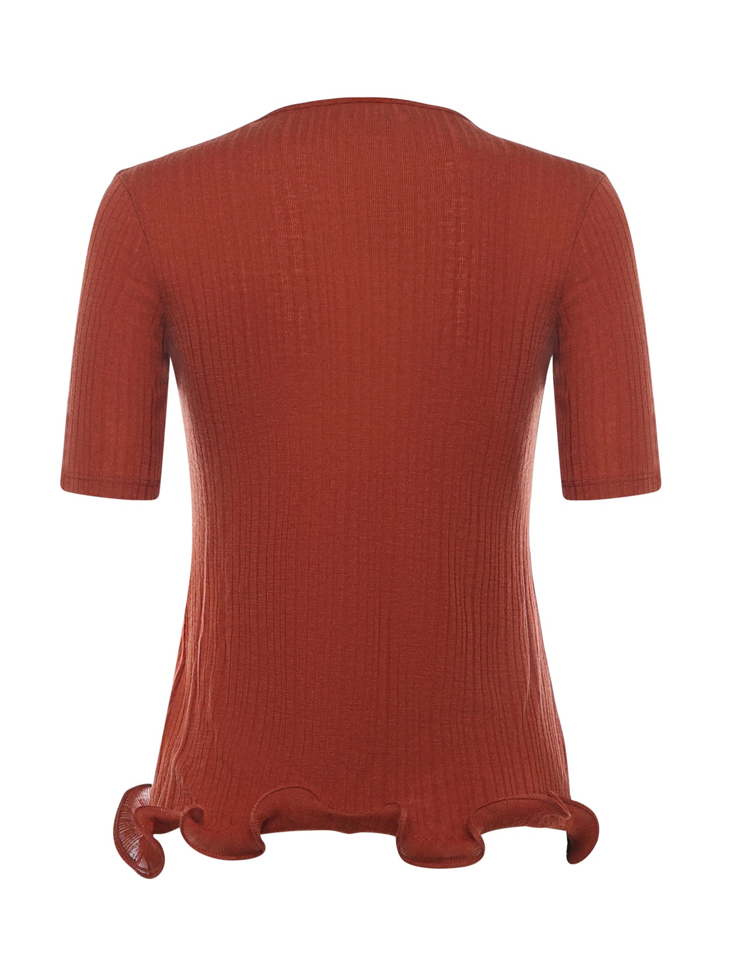 Fendi Short-sleeved Wool Sweater With Logo In Brown