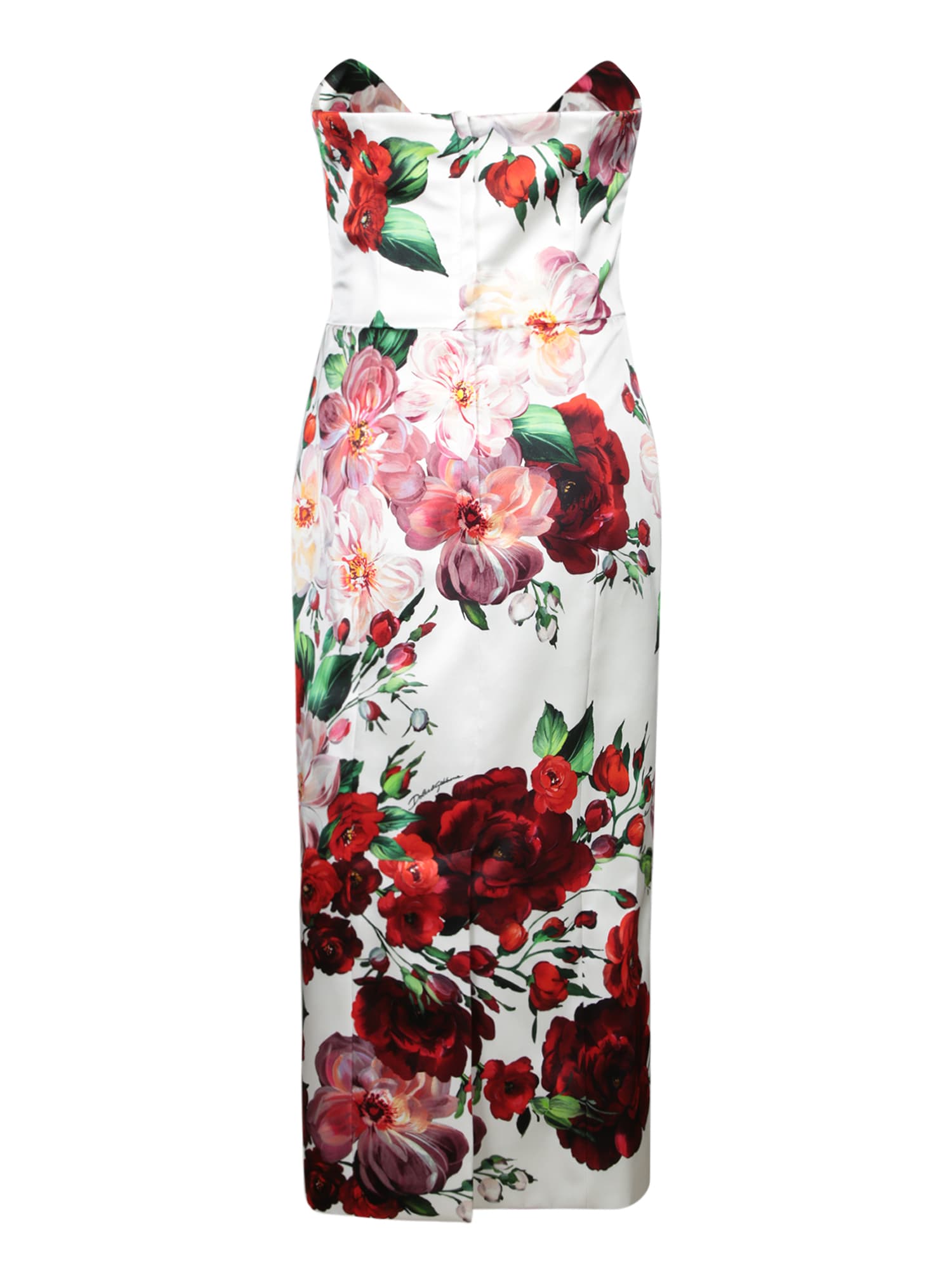 Dolce & Gabbana Bustier Midi Dress With Floral Print